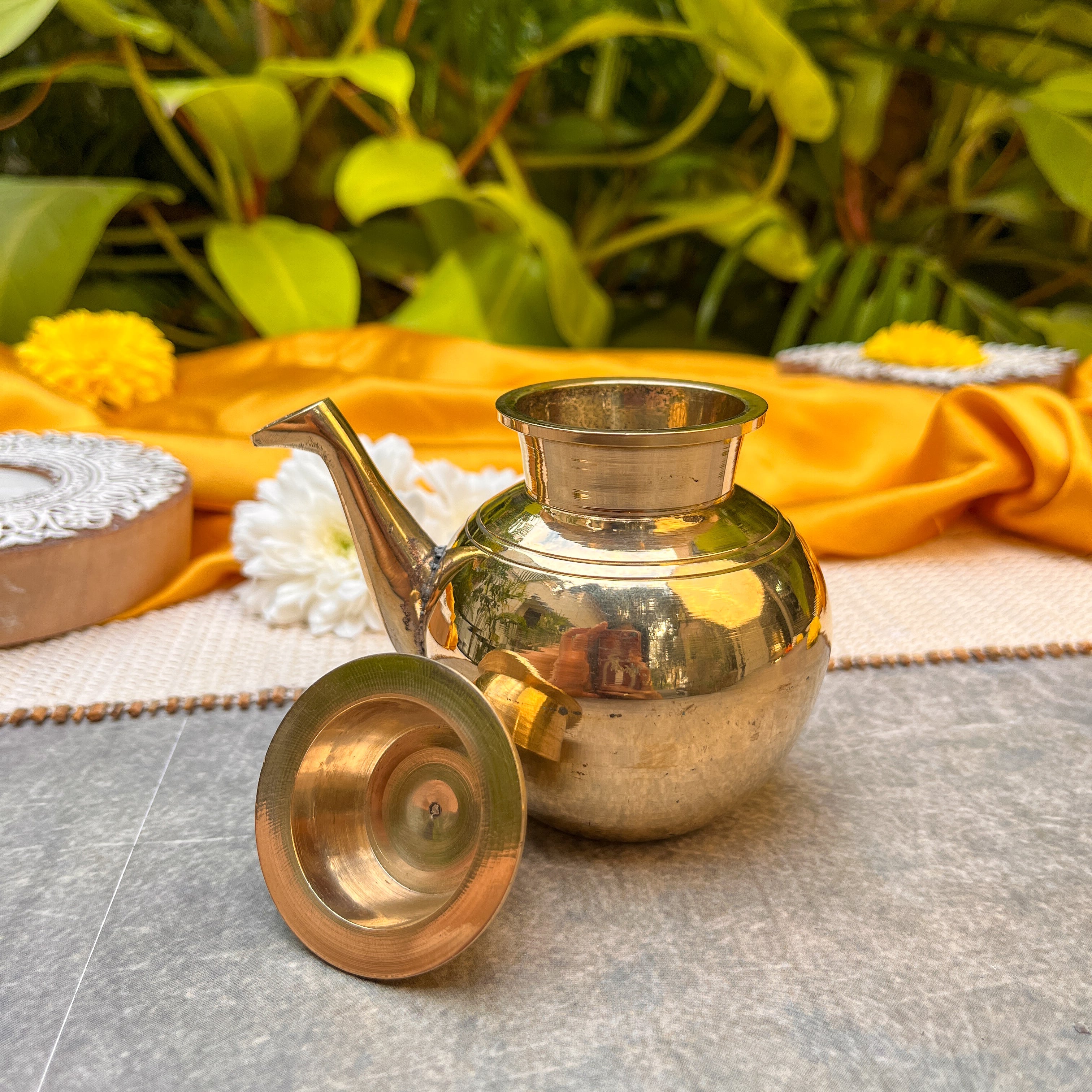 100 % Brass Kumbh Lota for Pooja / Abhishek or Water Storage With Long Spout | Capacity: 400–500 ML | Large
