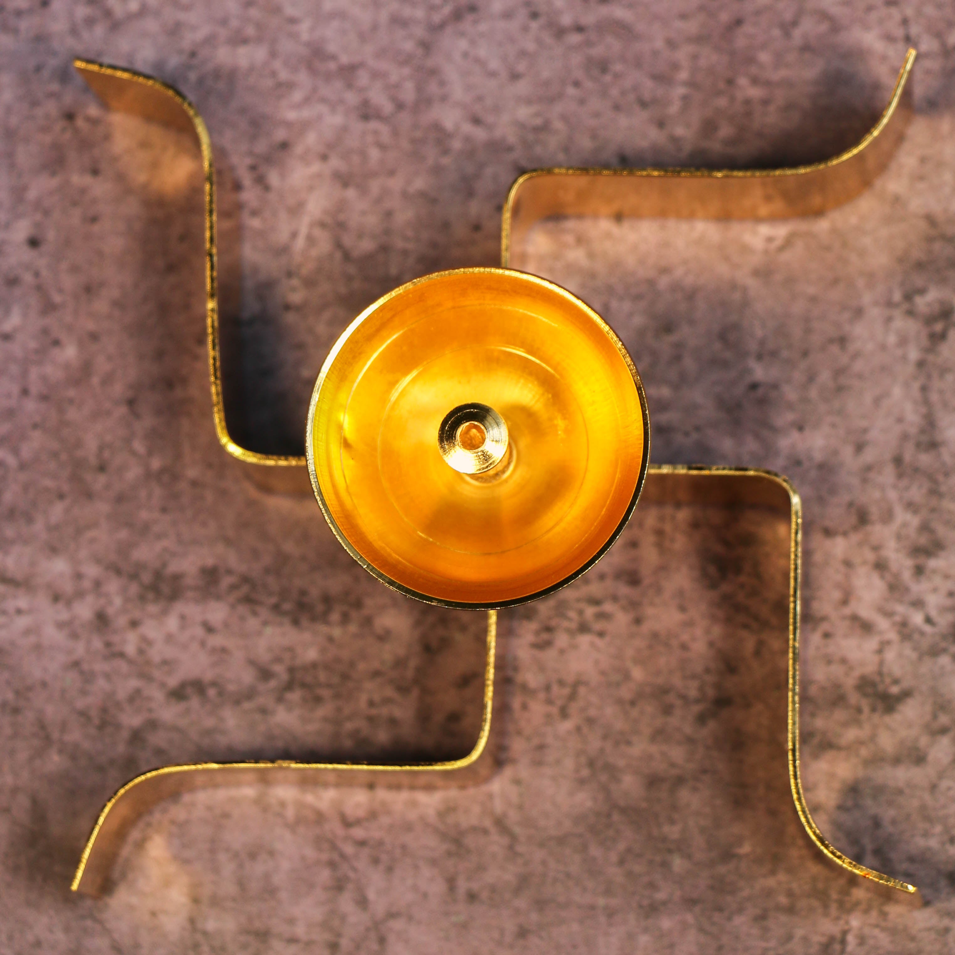100% Pure Brass Pooja Swastik Satya Deepam / Deepak / Diya - Horizontal