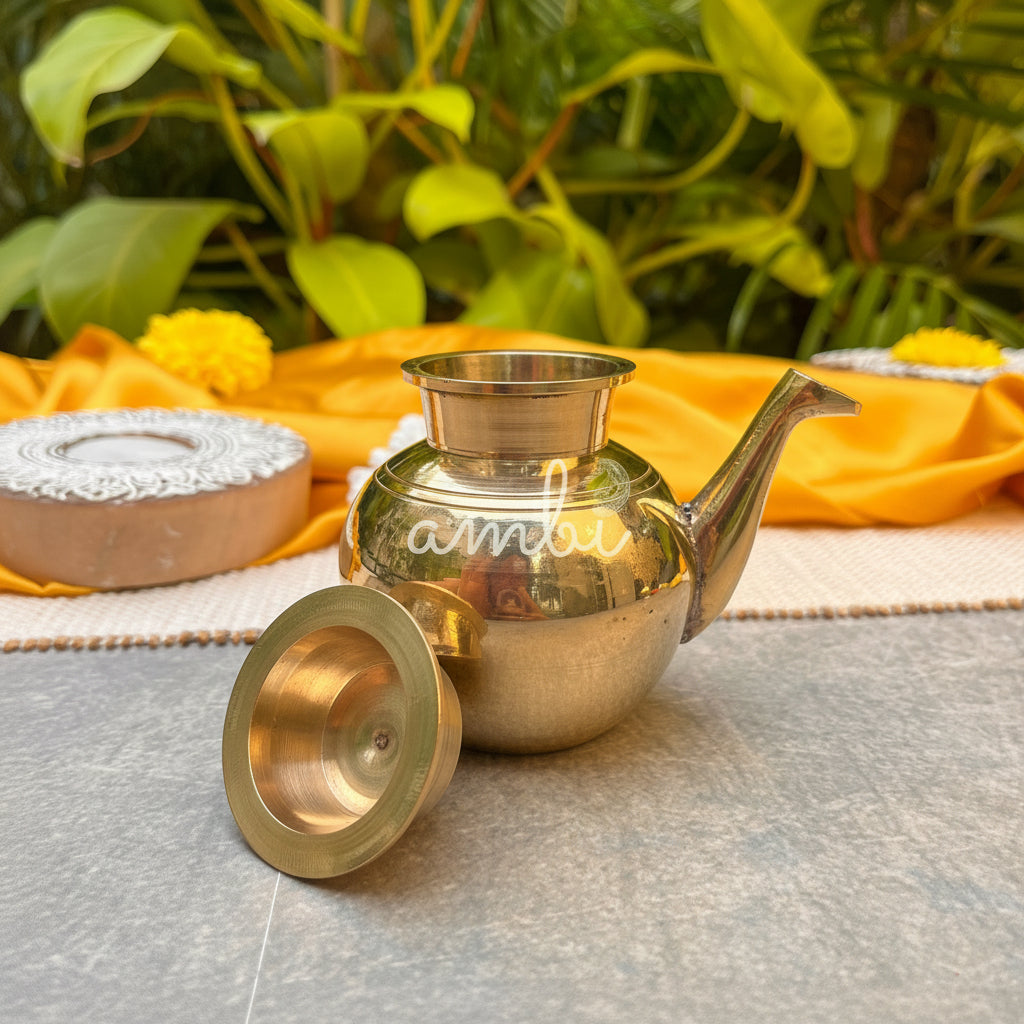 100 % Brass Kumbh Lota for Pooja / Abhishek or Water Storage With Long Spout-200 ML Large