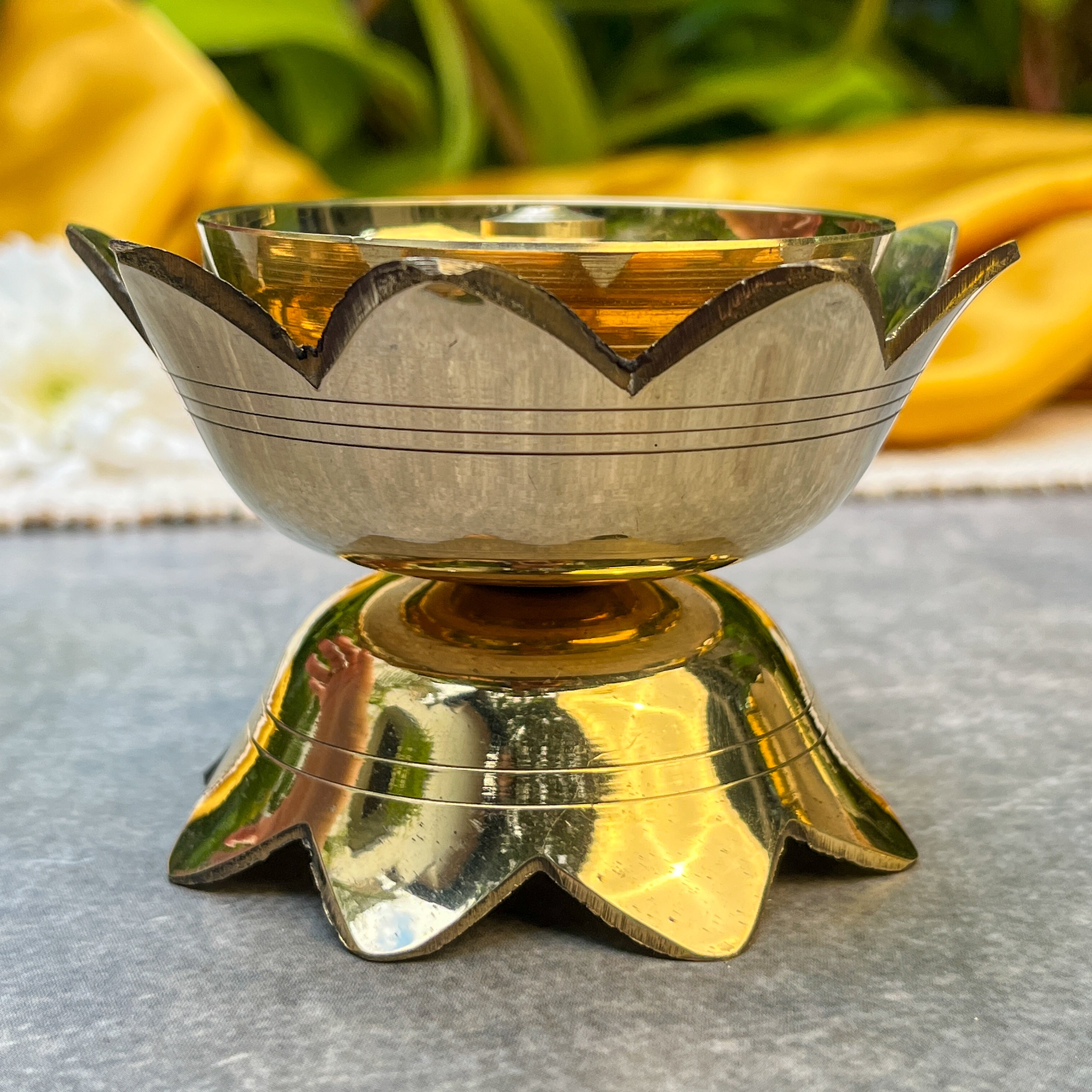 Pure Brass Kamal / Lotus Shaped Diya - Set of 2 - 3.75 Inch Height