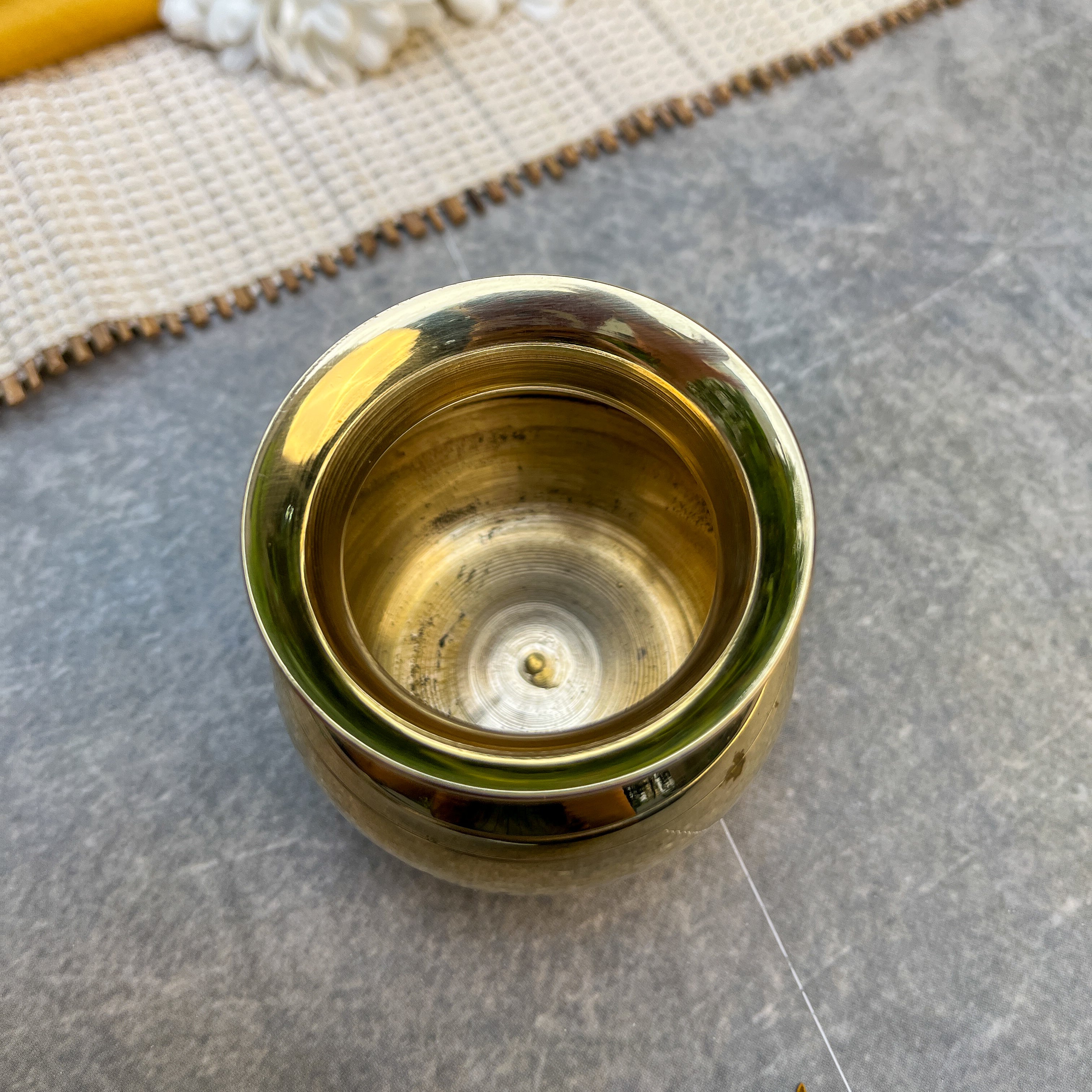Ambi 100% Pure Brass Pooja Madrasi Lota for Pooja / Abhishek - Small - 2.5 Inches height - Set of 2