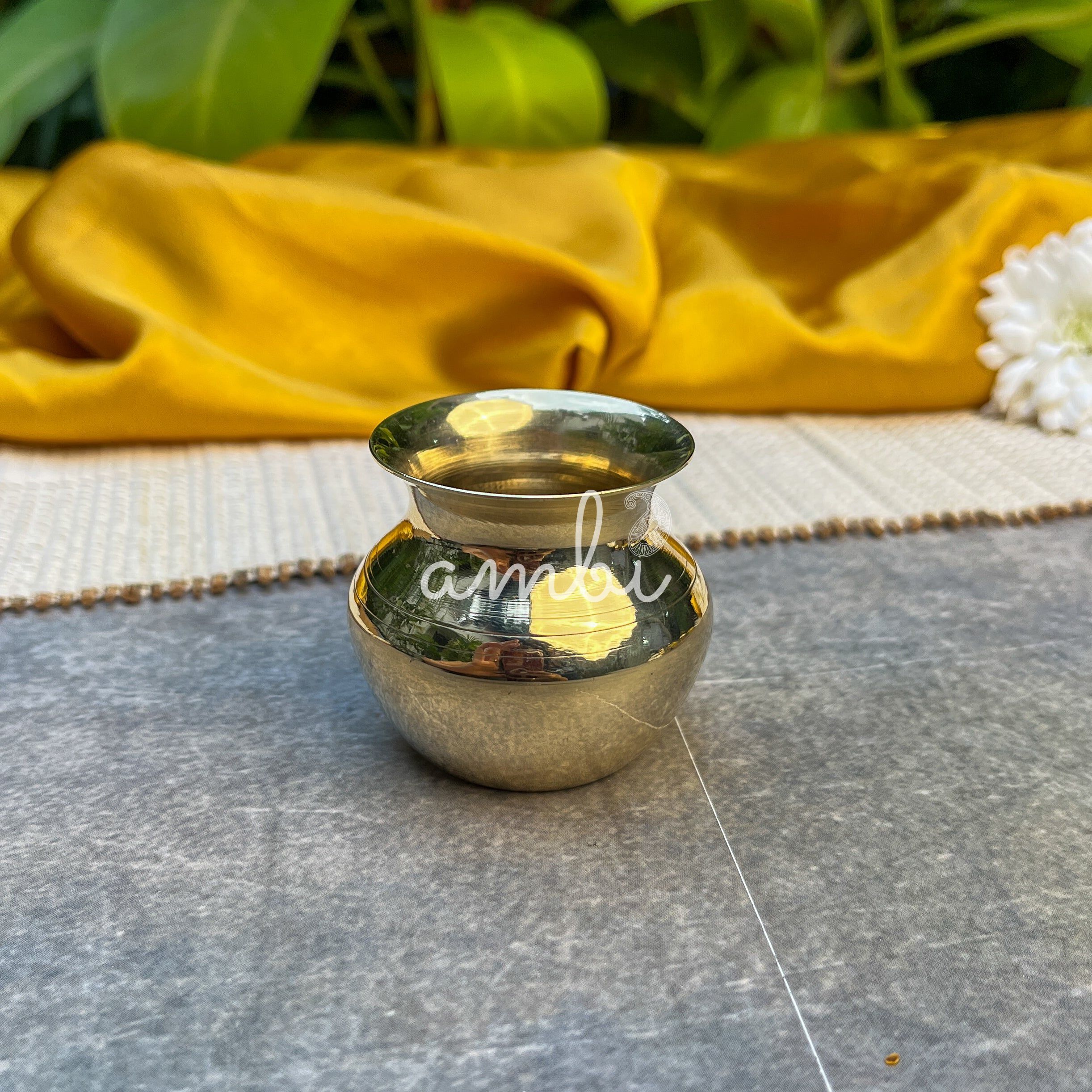 Ambi 100% Pure Brass Pooja Madrasi Lota - Small for Pooja / Abhishek -2 Inches - Set of 2