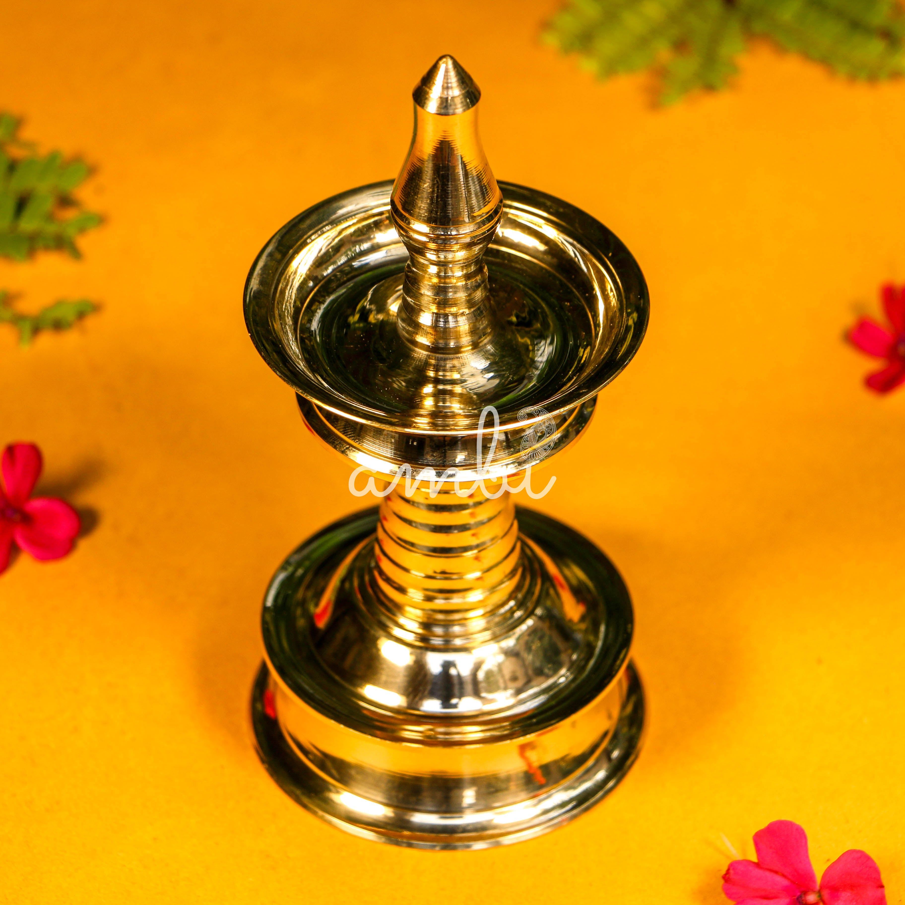 100% Pure Brass Pooja Mandala Deepam / Deepak / Diya - Height - 15 cms