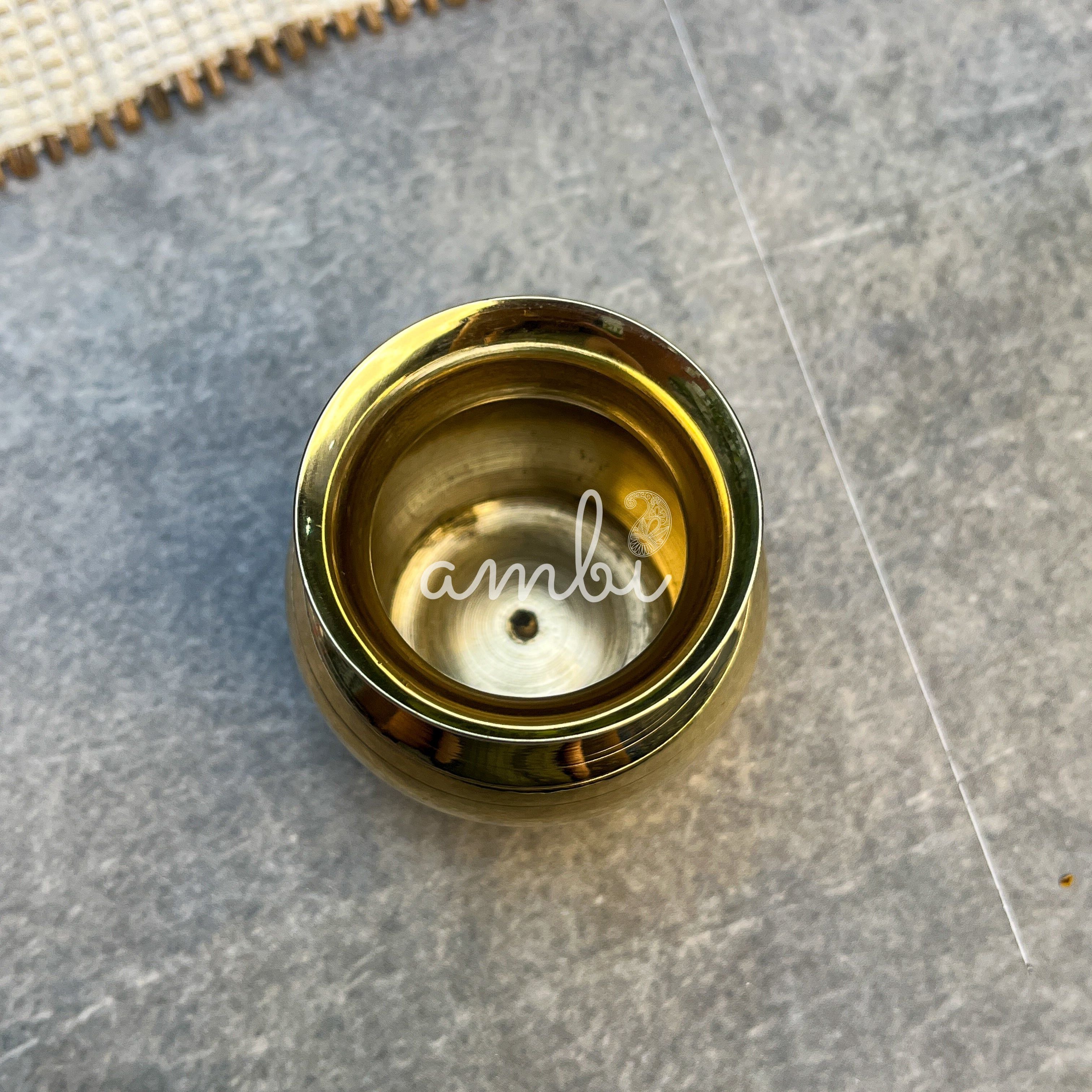 Ambi 100% Pure Brass Pooja Madrasi Lota - Small for Pooja / Abhishek -2 Inches - Set of 2