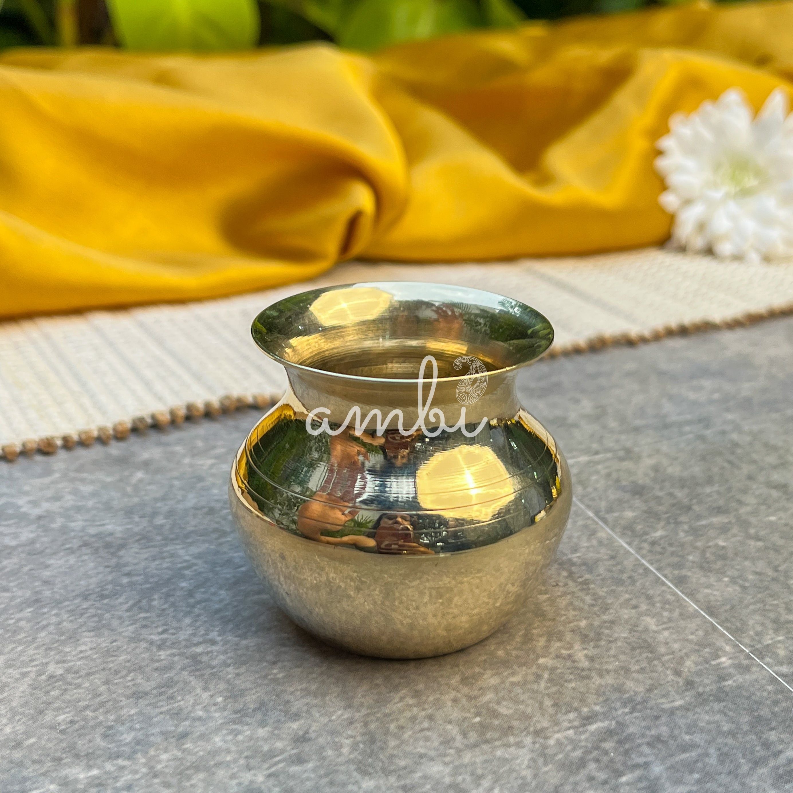 Ambi 100% Pure Brass Pooja Madrasi Lota - Small for Pooja / Abhishek -2 Inches - Set of 2