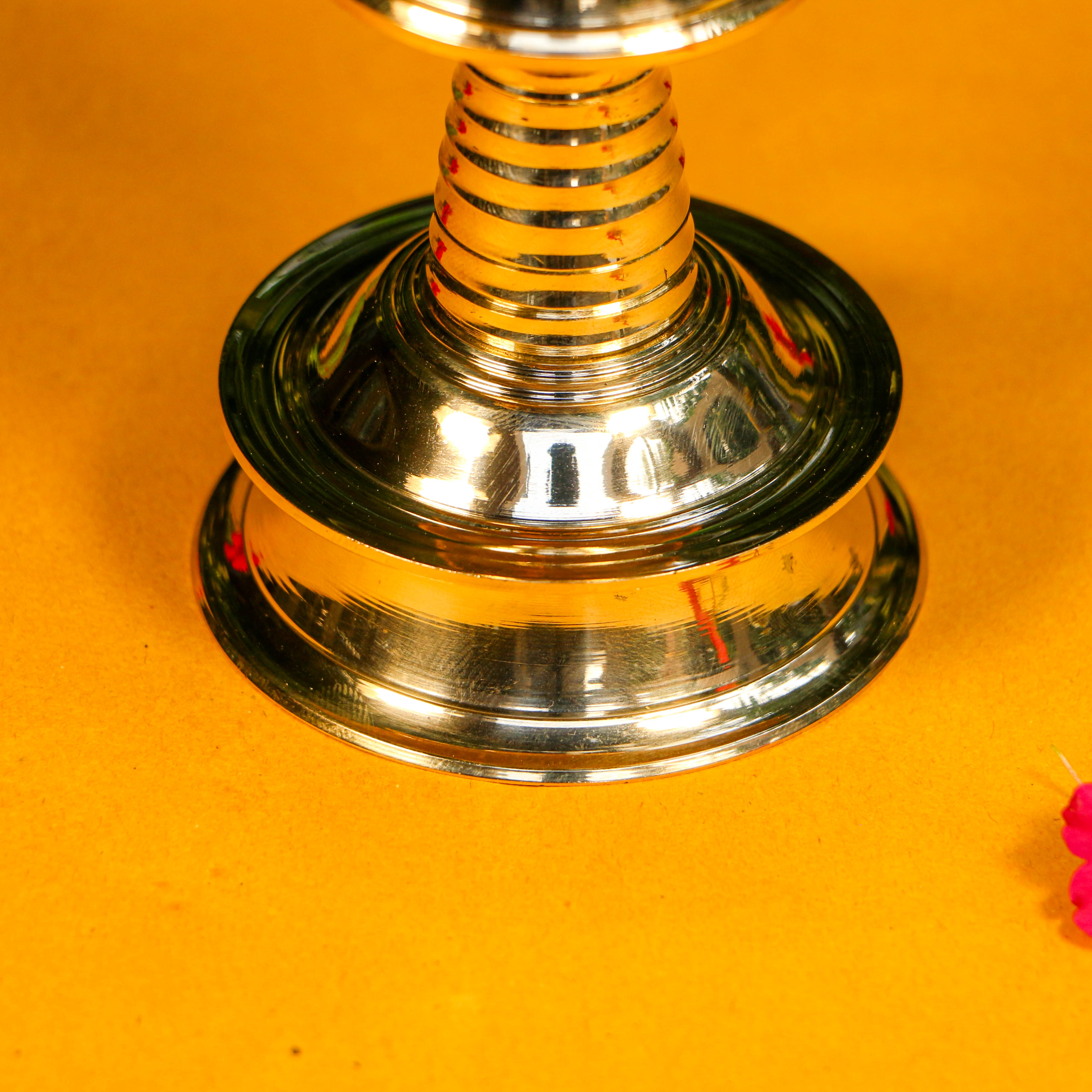 100% Pure Brass Pooja Mandala Deepam / Deepak / Diya - Medium Height - 12 cms