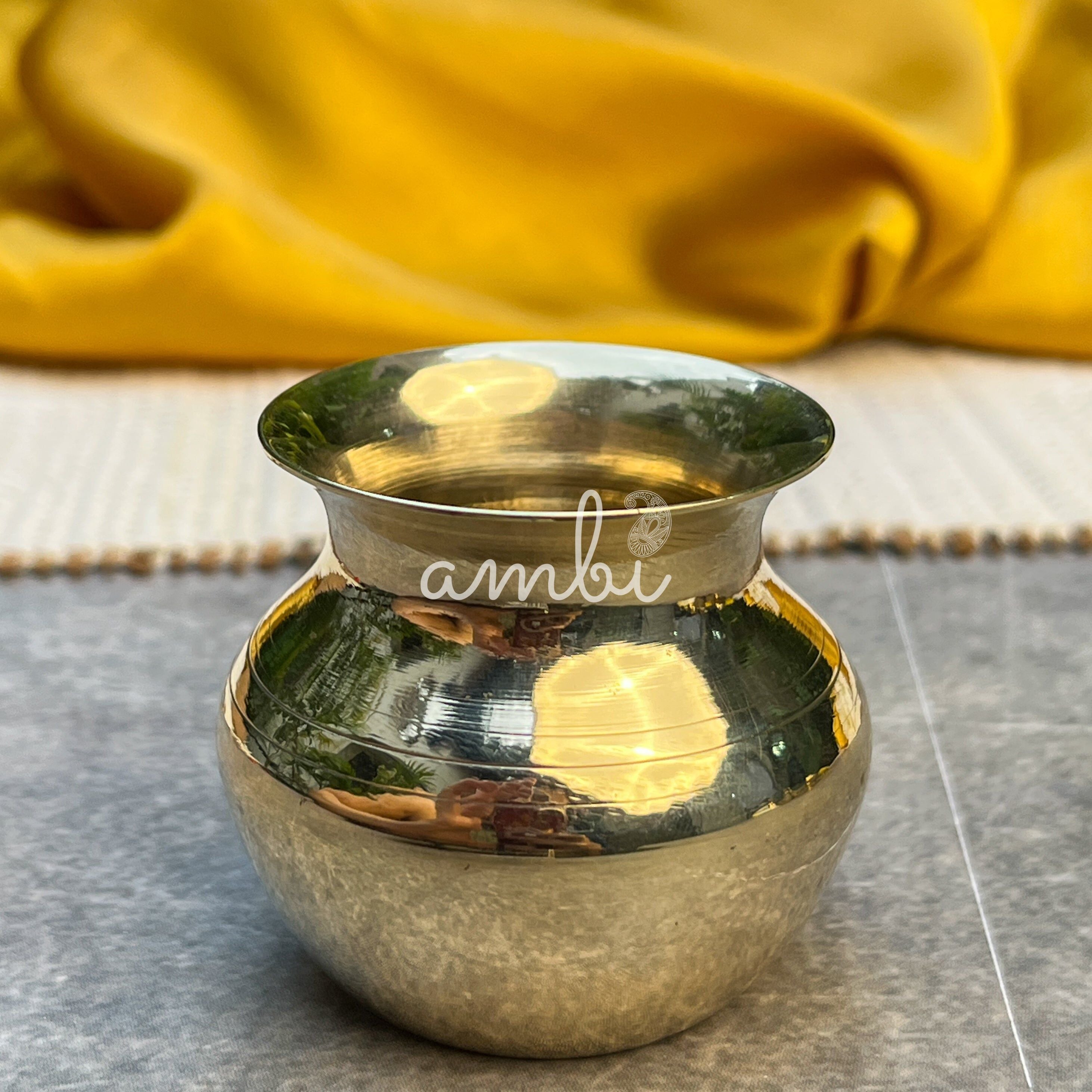 Ambi 100% Pure Brass Pooja Madrasi Lota - Small for Pooja / Abhishek -2 Inches - Set of 2
