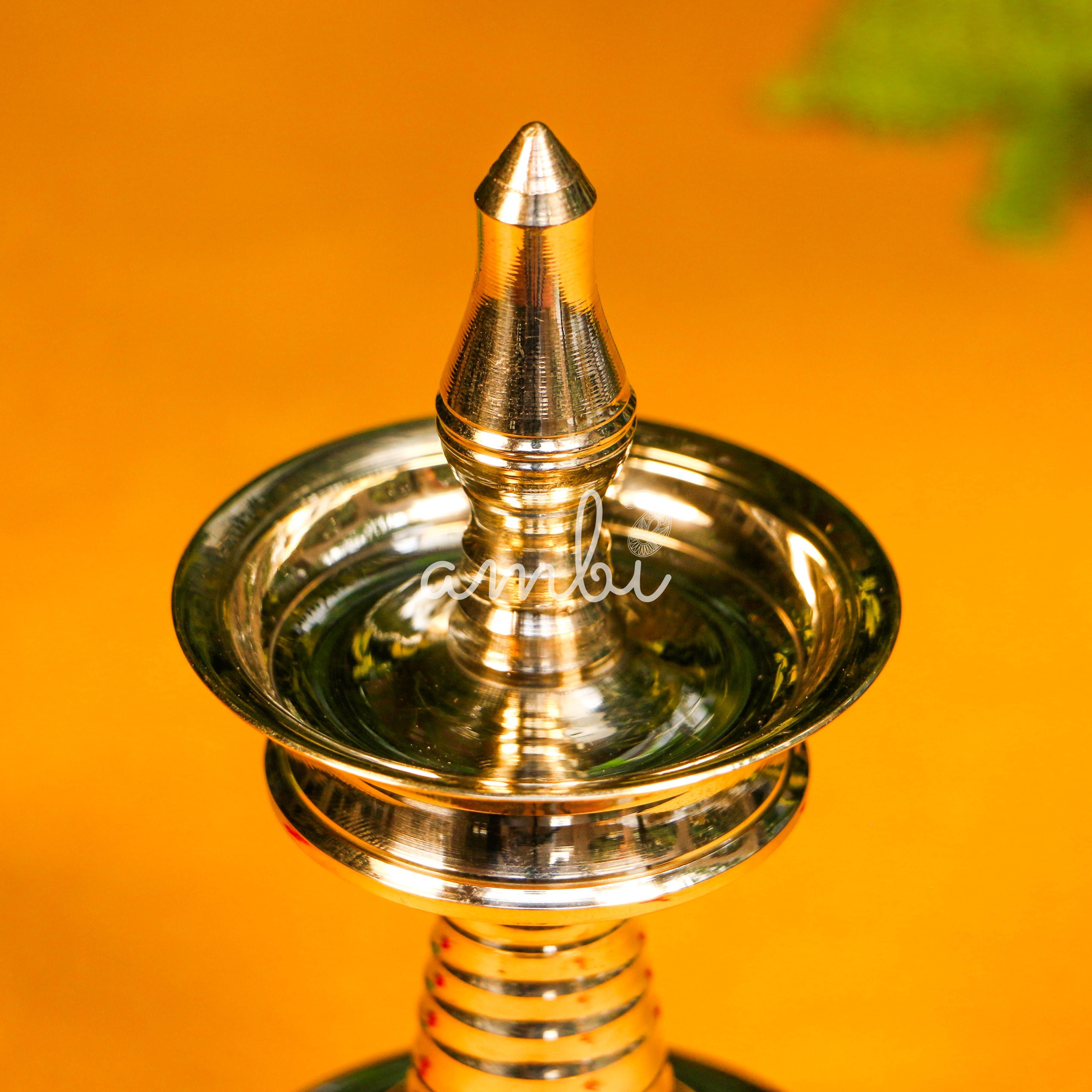 100% Pure Brass Pooja Mandala Deepam / Deepak / Diya - Medium Height - 12 cms