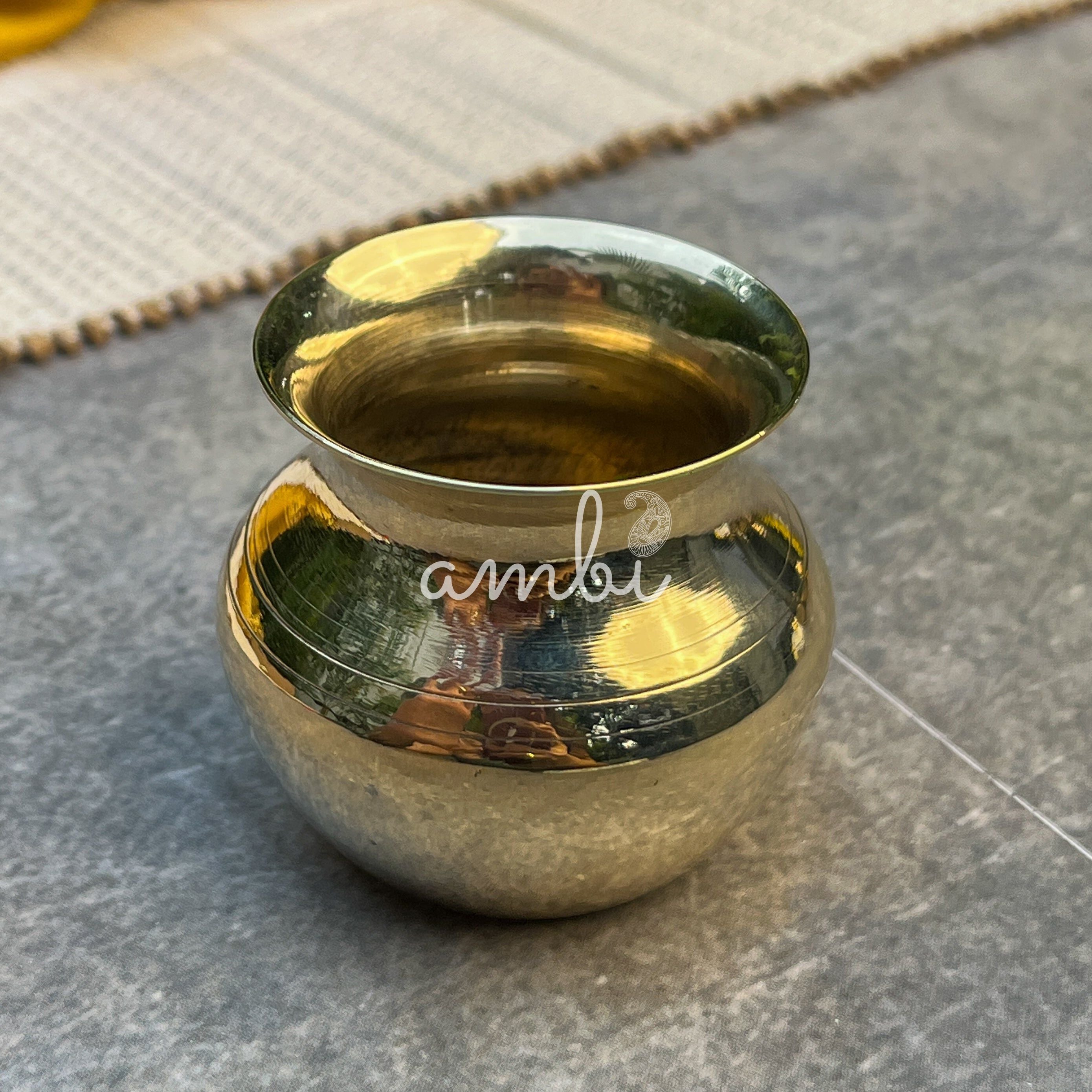 Ambi 100% Pure Brass Pooja Madrasi Lota - Small for Pooja / Abhishek -2 Inches - Set of 2
