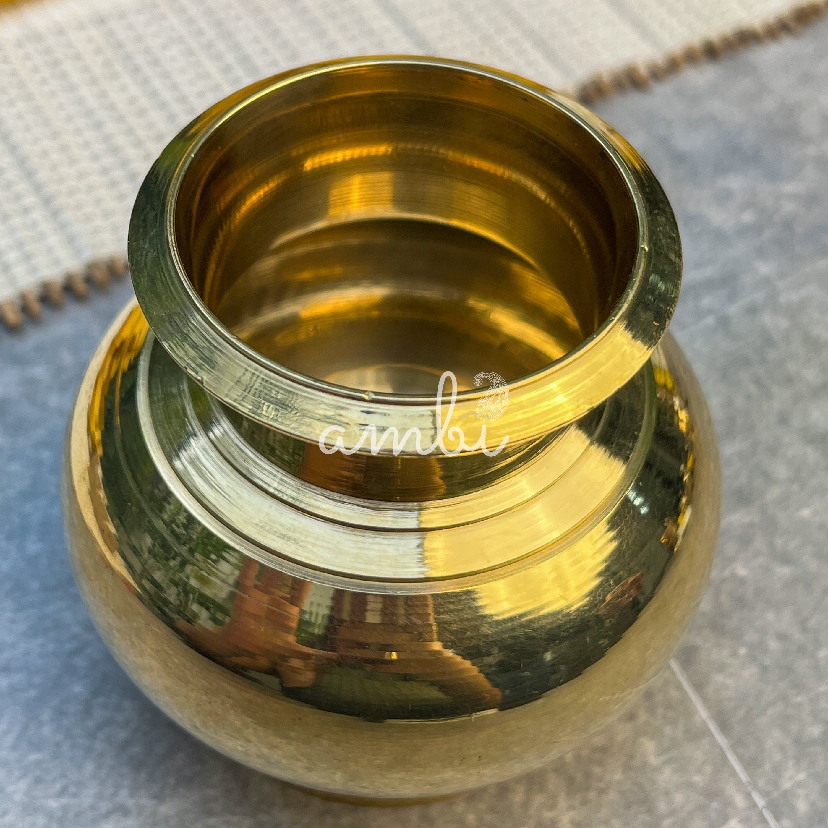 Ambi 100% Pure Brass Pooja Madrasi Lota for Pooja / Abhishek -4 Inches - Heavy Make