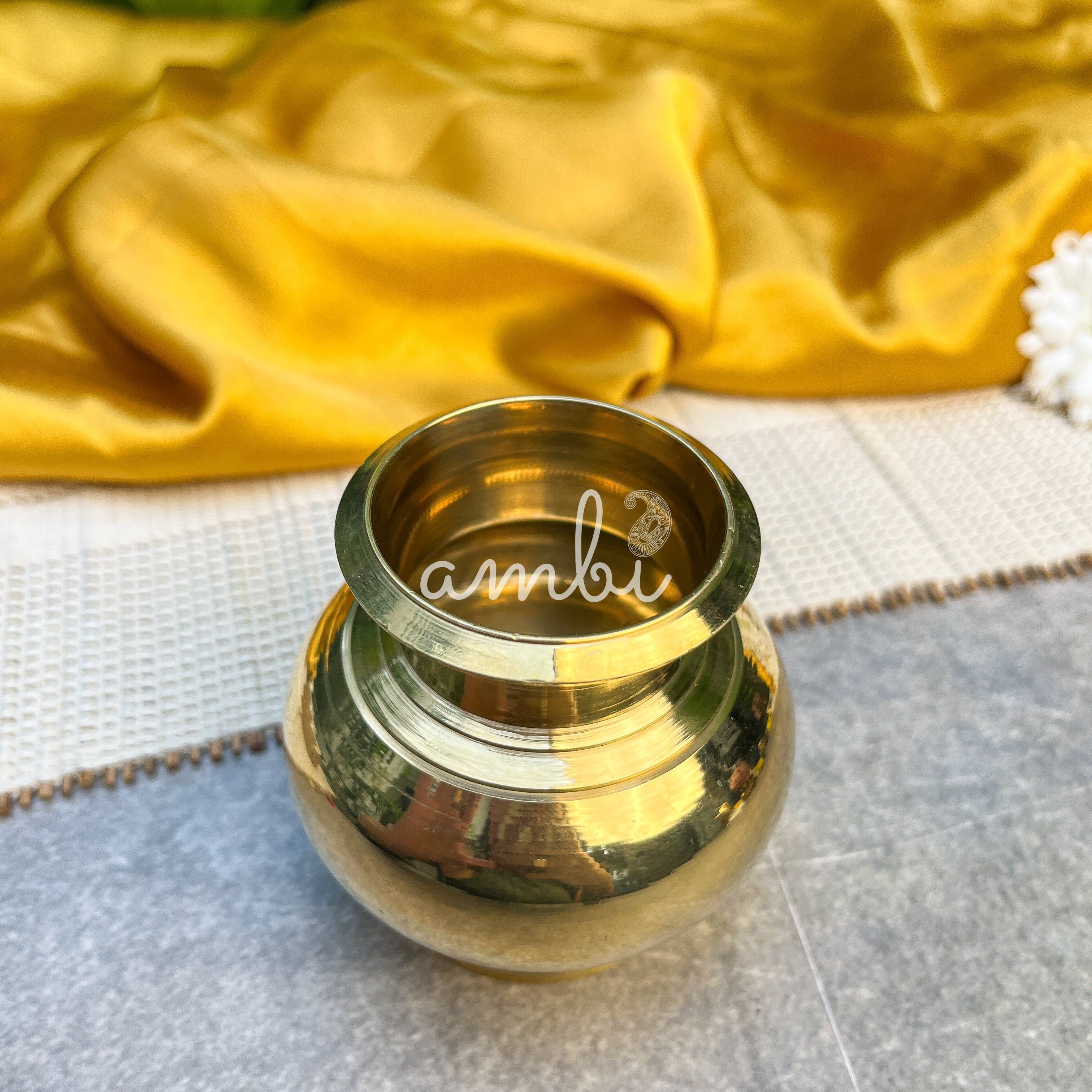 Ambi 100% Pure Brass Pooja Madrasi Lota for Pooja / Abhishek -4 Inches - Heavy Make