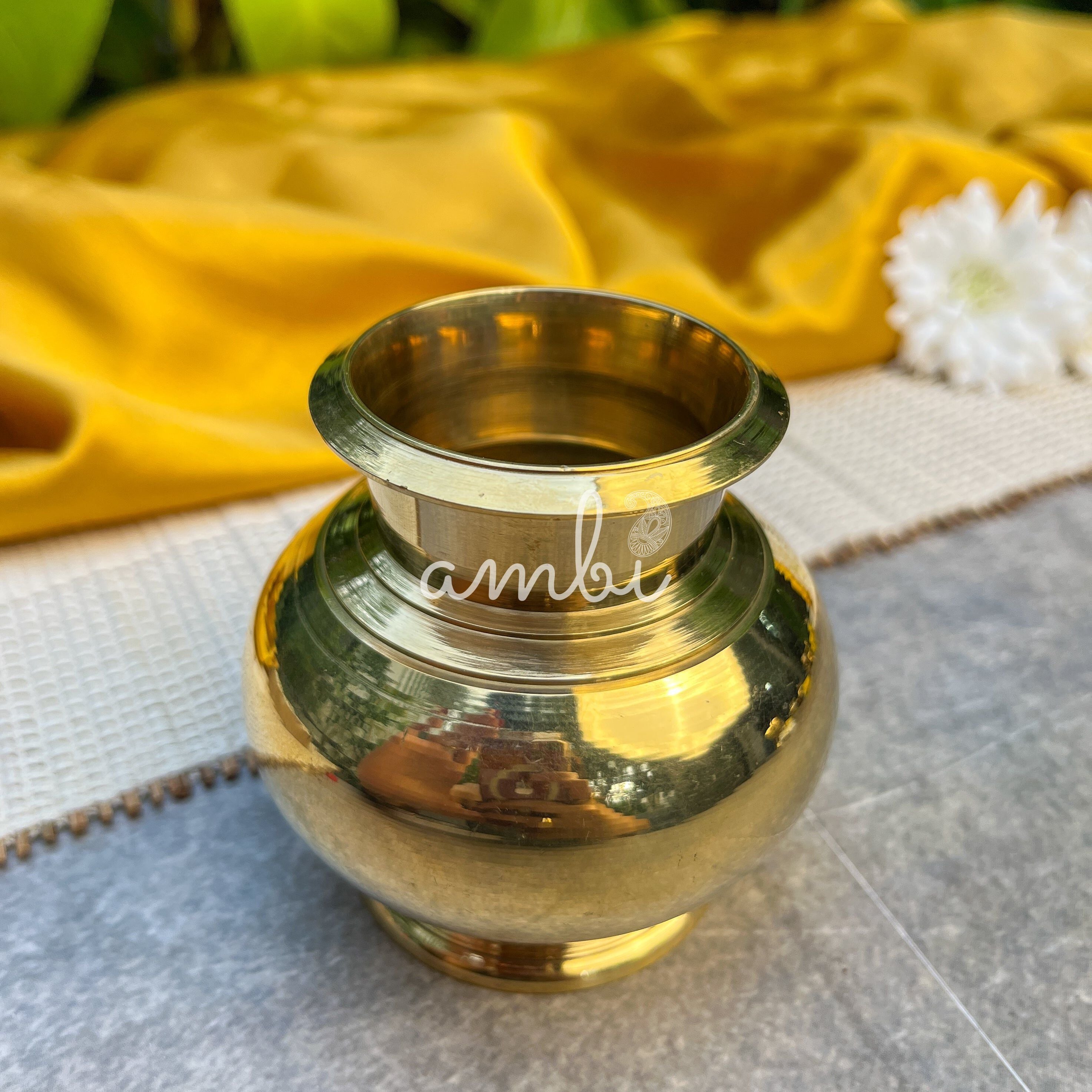 Ambi 100% Pure Brass Pooja Madrasi Lota for Pooja / Abhishek -4 Inches - Heavy Make