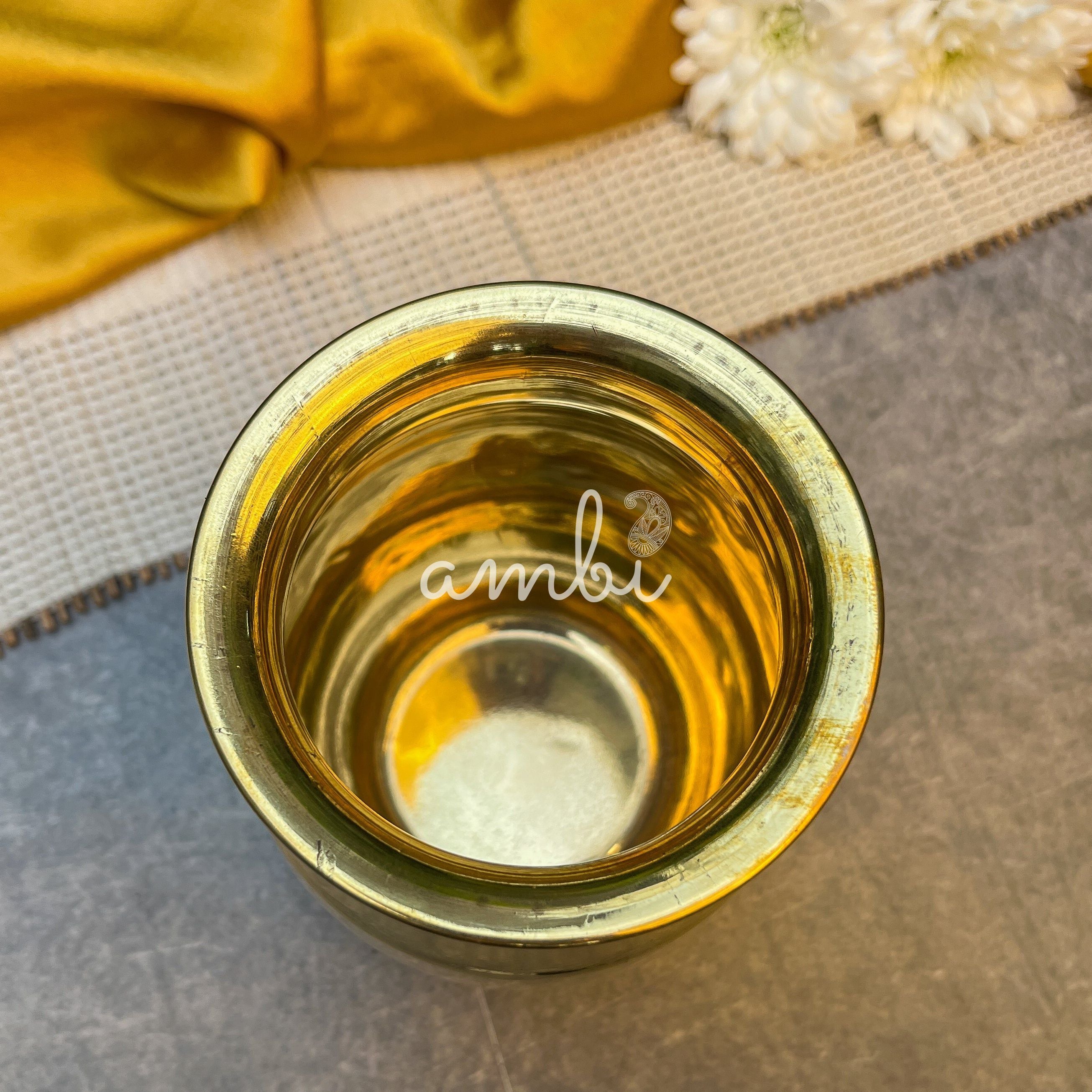 Ambi Elegant Satari Pure 100% Brass Puja Lota (Medium) - 450 ML