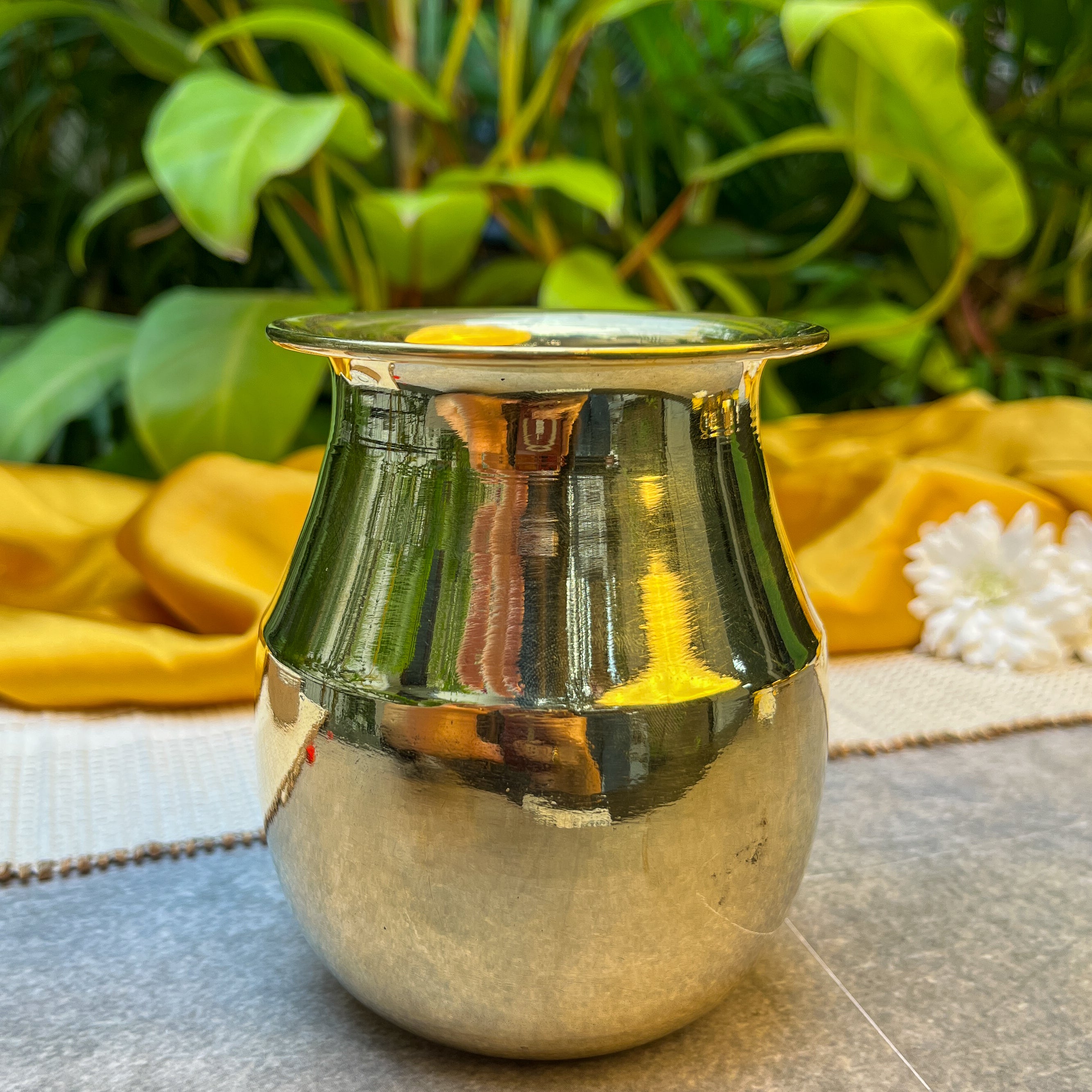 Ambi Elegant Satari Pure 100% Brass Puja Lota (Medium) - 450 ML