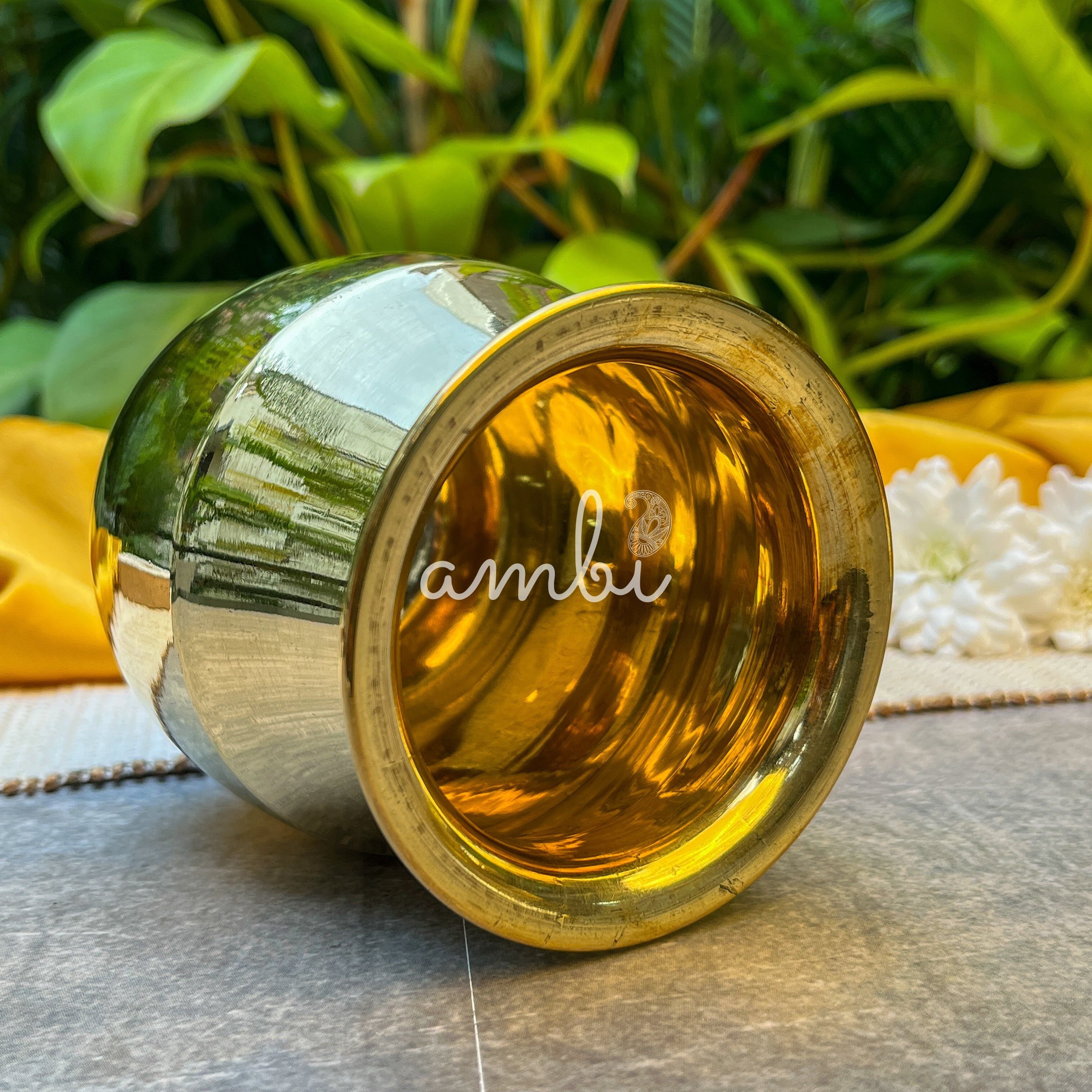 Ambi Elegant Satari Pure 100% Brass Puja Lota (Medium) - 450 ML