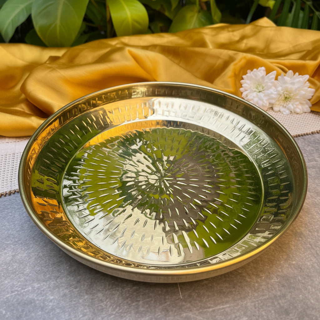 100% Pure Brass Traditional Hammered Parat - 16 inches diameter