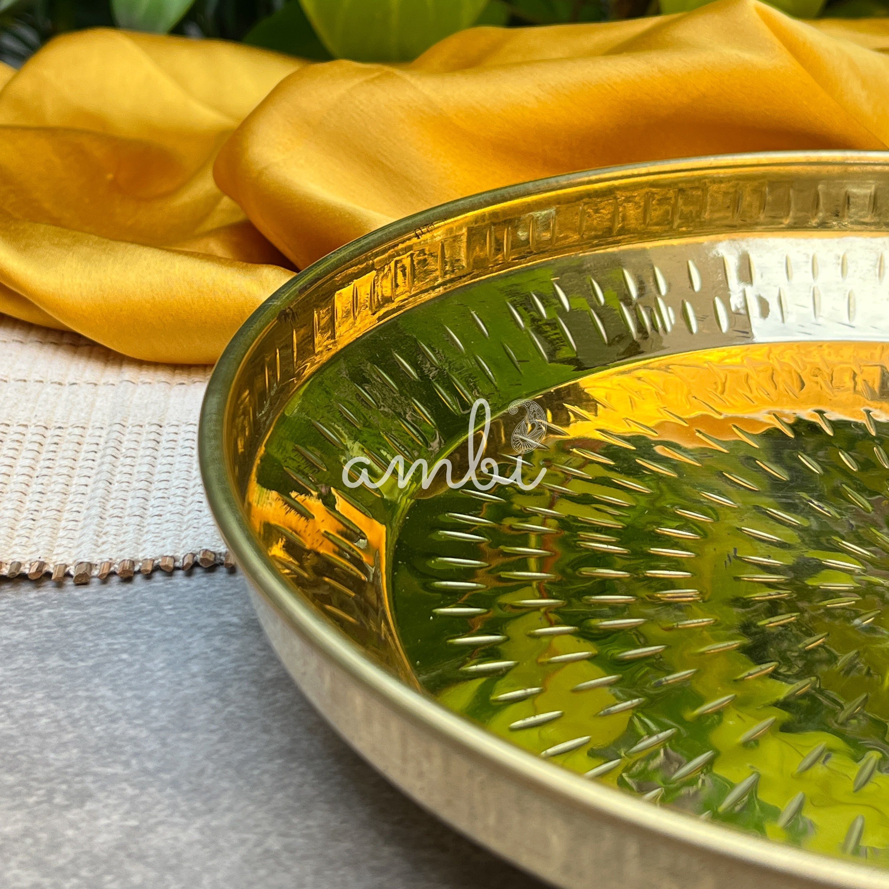 100% Pure Brass Traditional Hammered Parat - 8 inches diameter