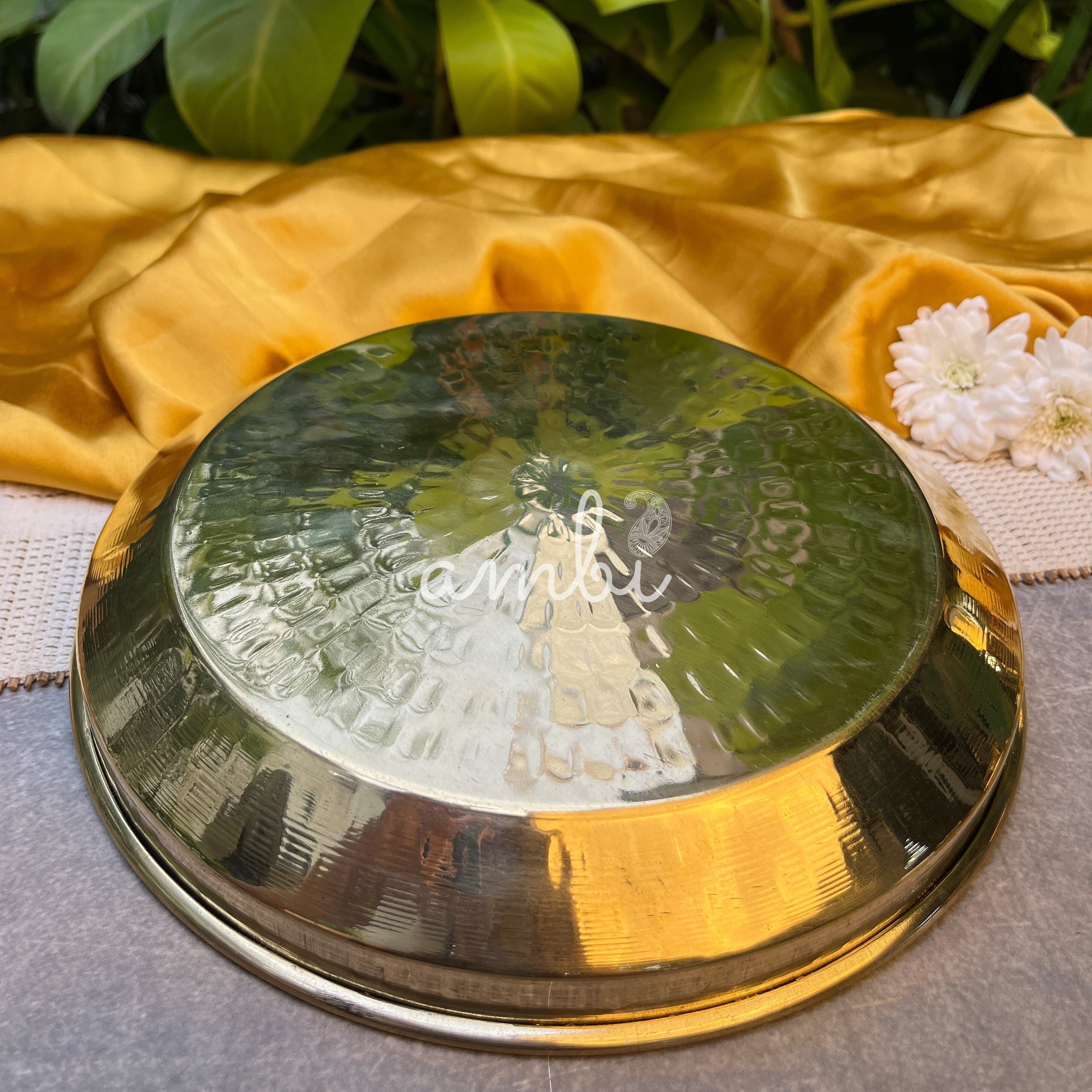 100% Pure Brass Traditional Hammered Parat - 8 inches diameter