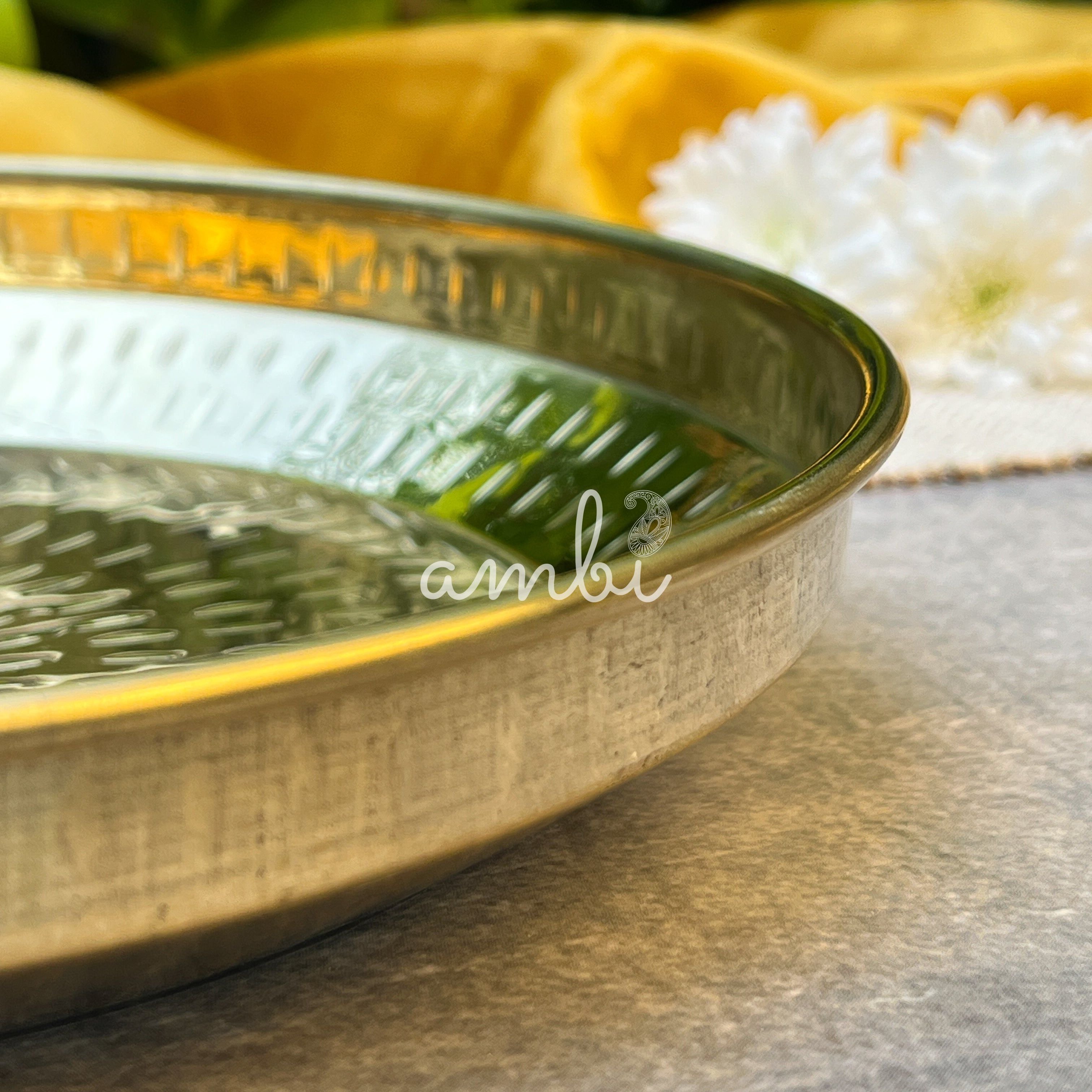 100% Pure Brass Traditional Hammered Parat - 8 inches diameter