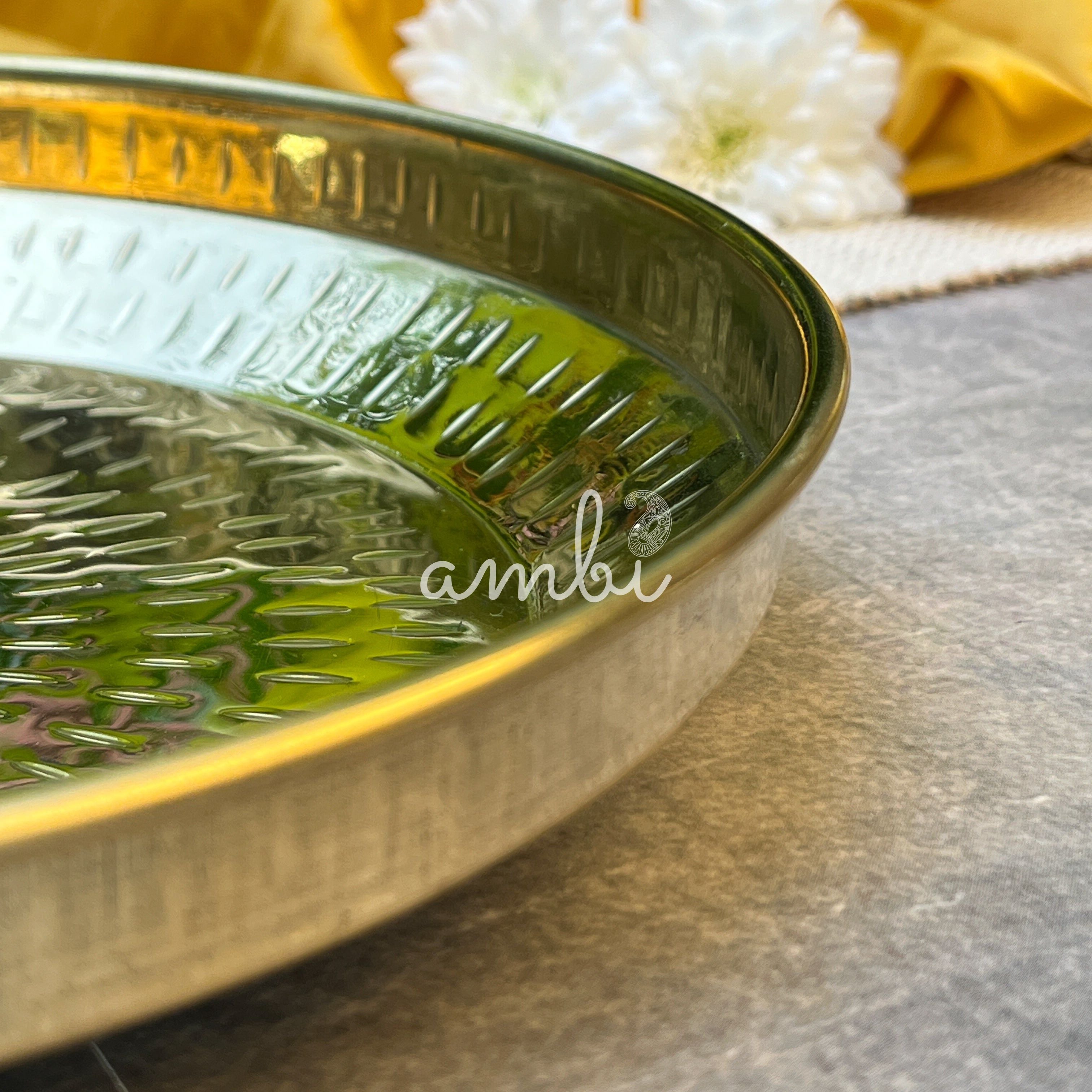 100% Pure Brass Traditional Hammered Parat - 8 inches diameter