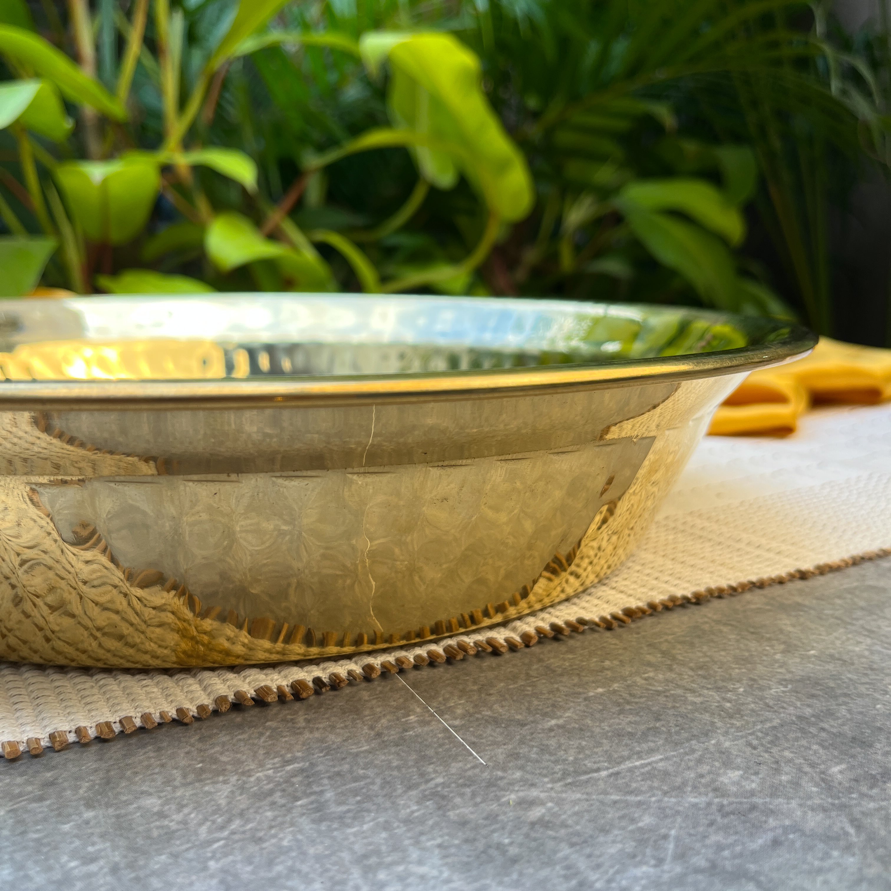 Ambi 100% Pure Brass Traditional Mandala Etched Parat - 14 Inches diameter