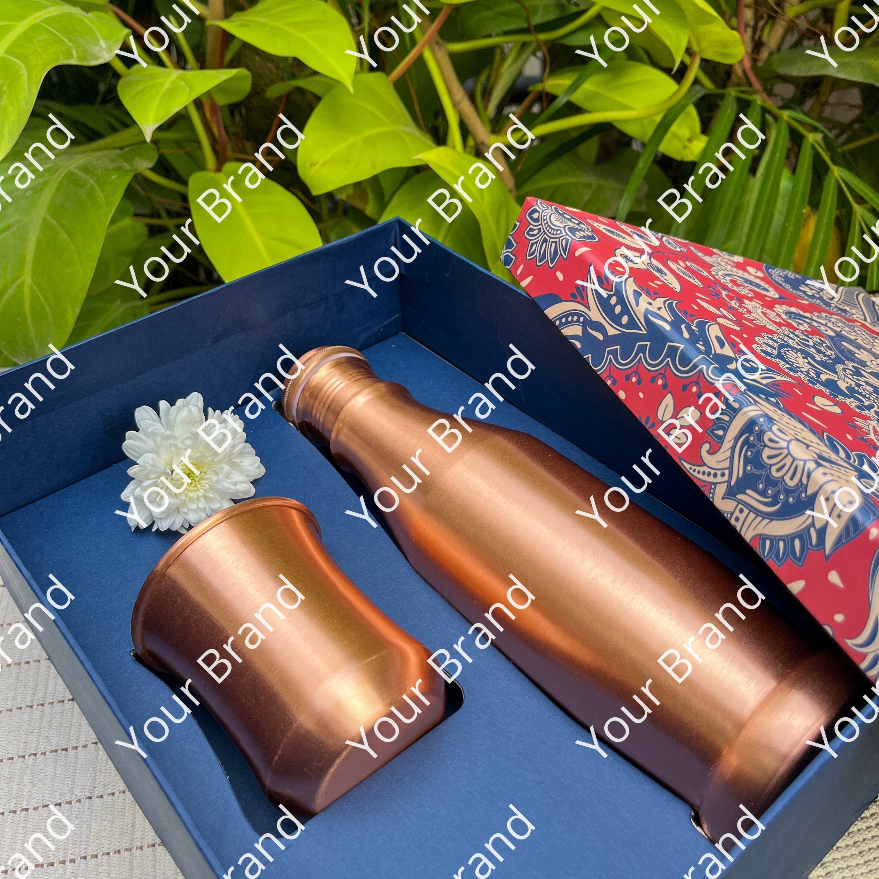 Ambi Pure Copper Bottle & Glass Set with Gift Box – Traditional Elegance (1 Bottle + 1 Glasses)