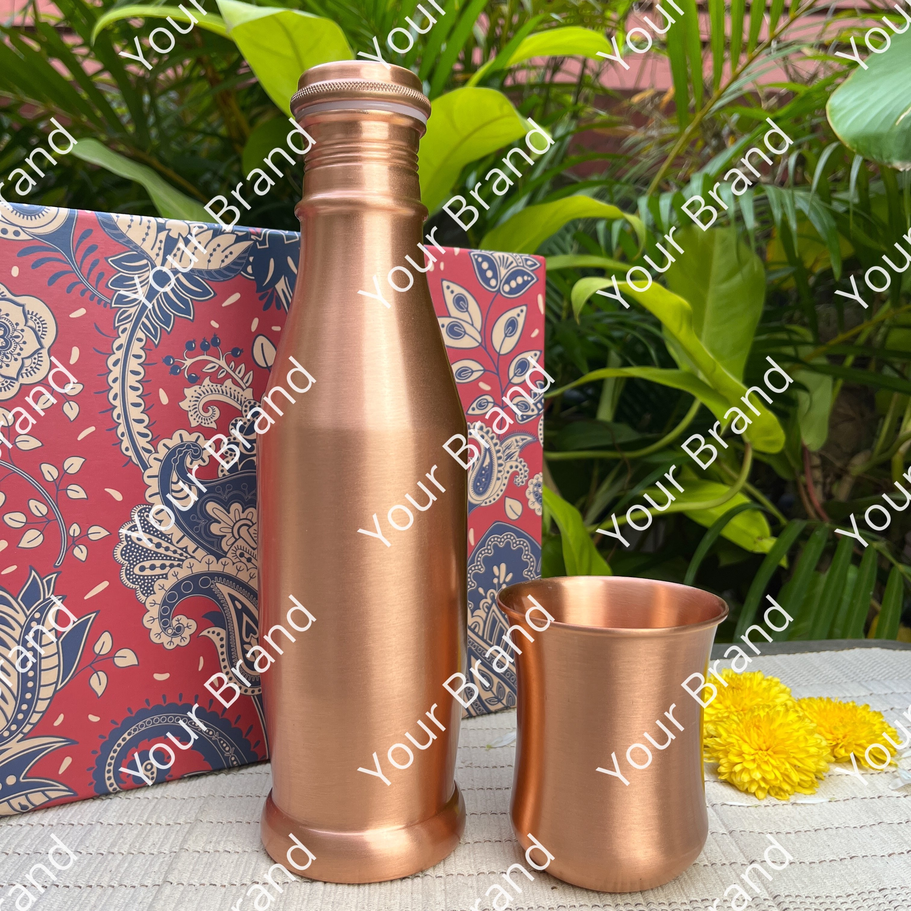 Ambi Pure Copper Bottle & Glass Set with Gift Box – Traditional Elegance (1 Bottle + 1 Glasses)