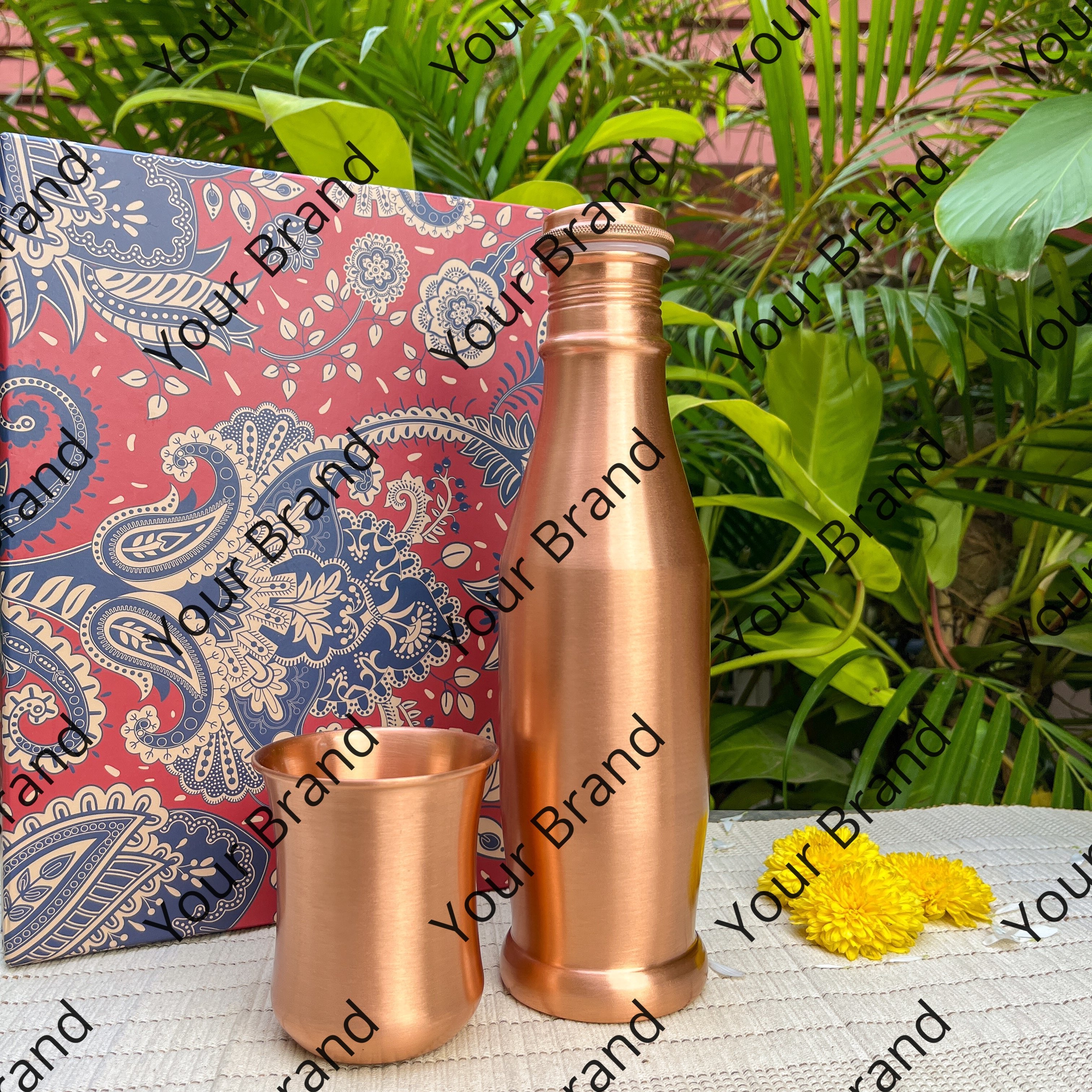 Ambi Pure Copper Bottle & Glass Set with Gift Box – Traditional Elegance (1 Bottle + 1 Glasses)