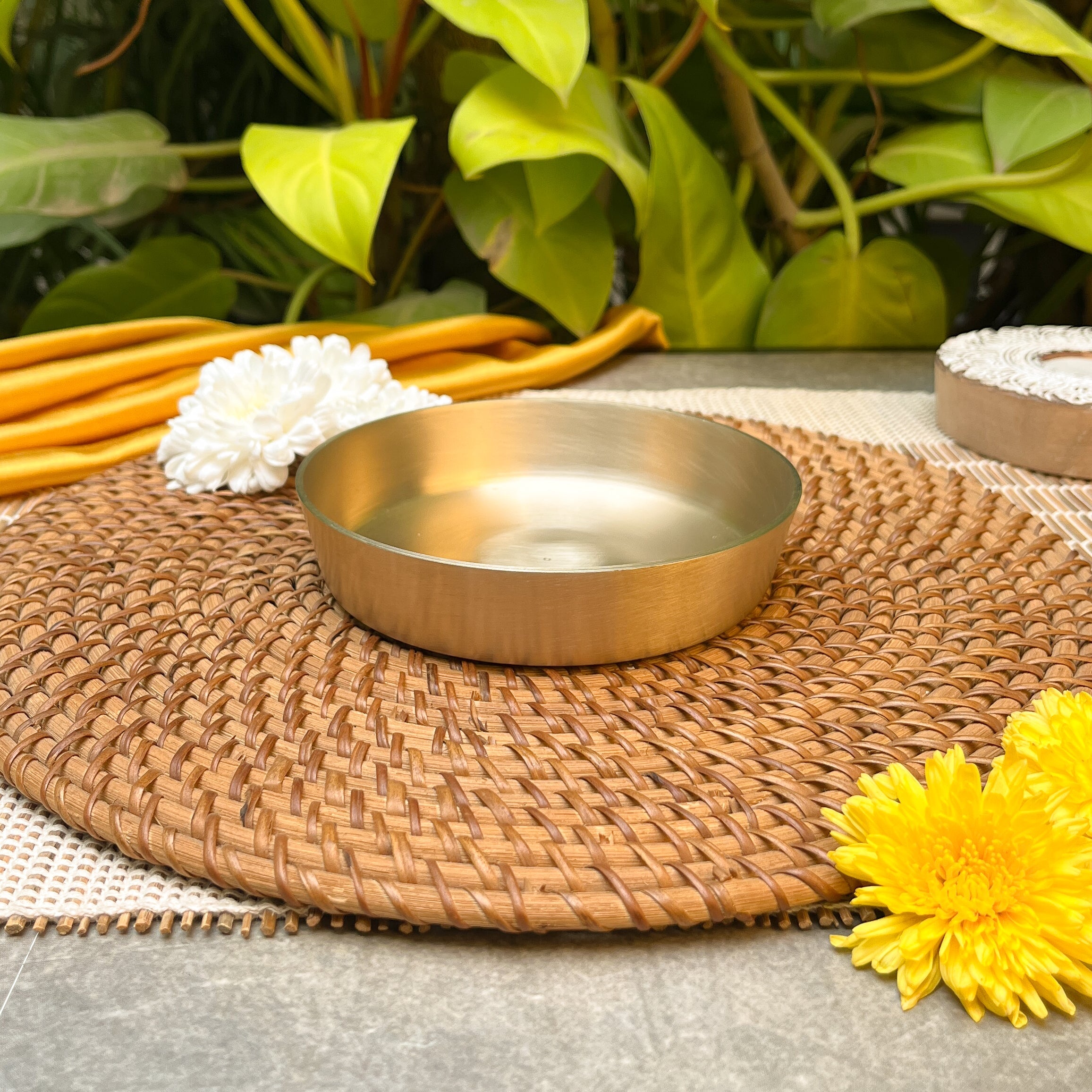 Ambi 100% Pure Lead-Free Kansa Small Plate — 5 Inch Dahiwada, Dessert & Puja Plate