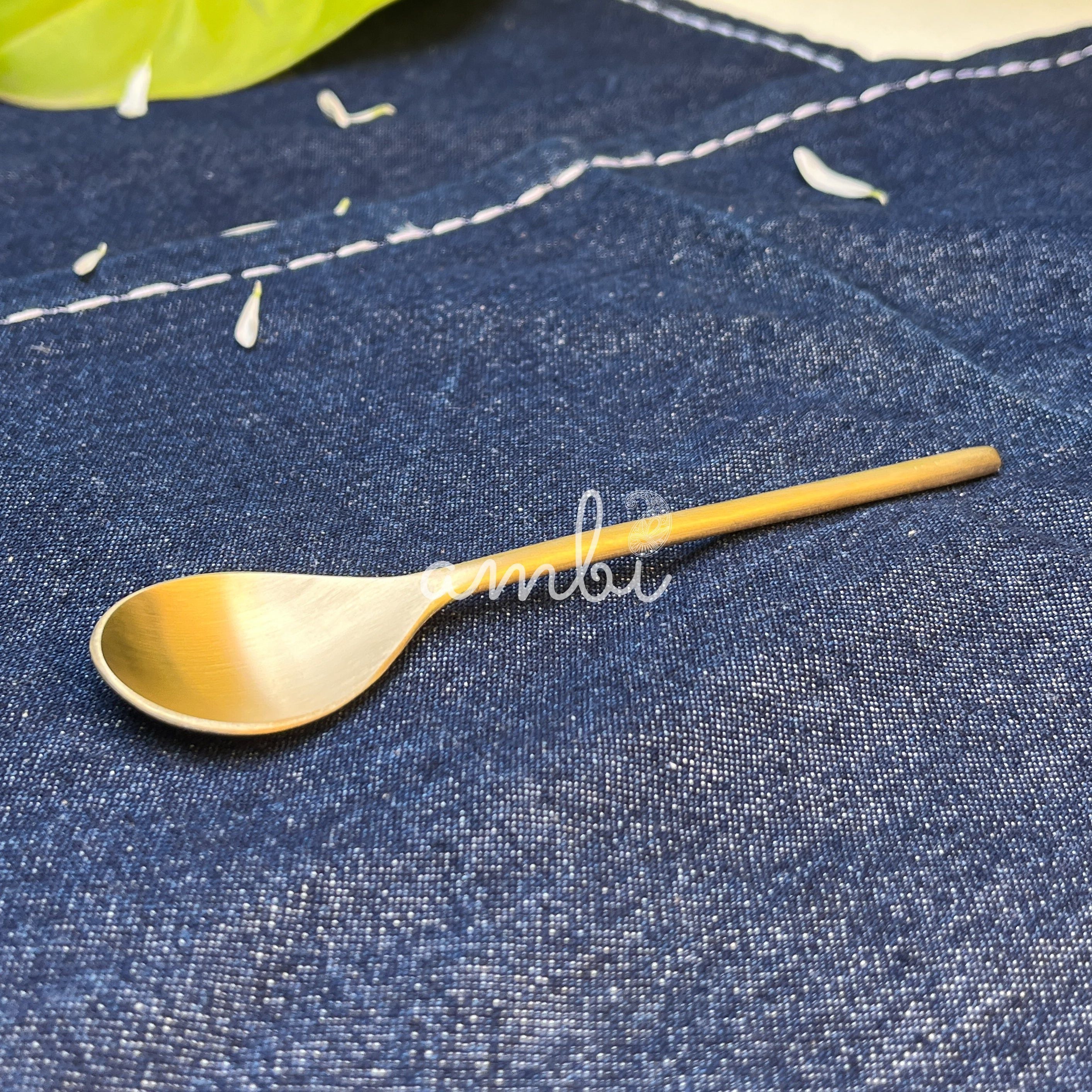 AMBI 100% Pure Lead Free Brass Dessert/Icecream Bowl & Matching Brass Spoon