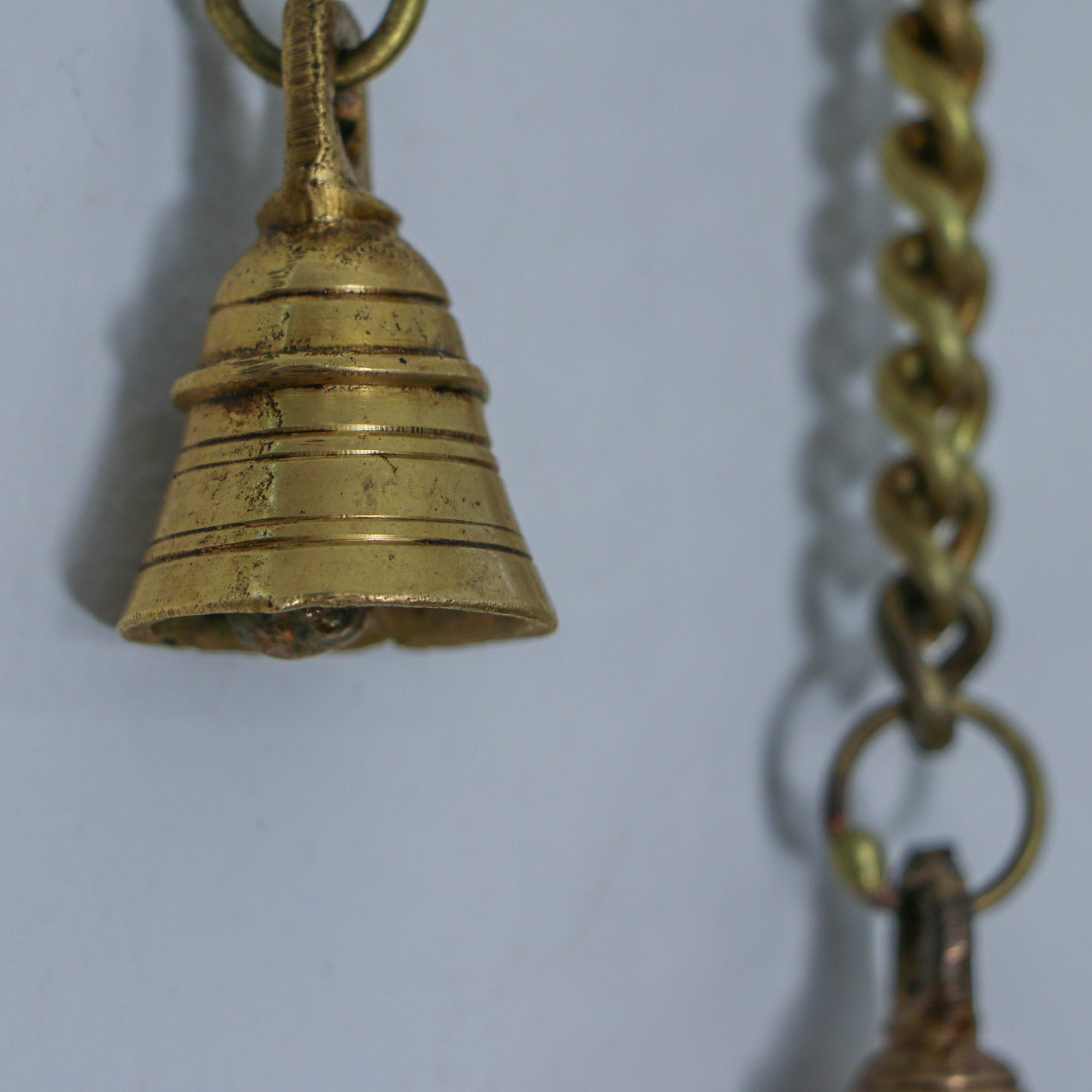 Pure Brass Antique Style Hanging Diya with Bells