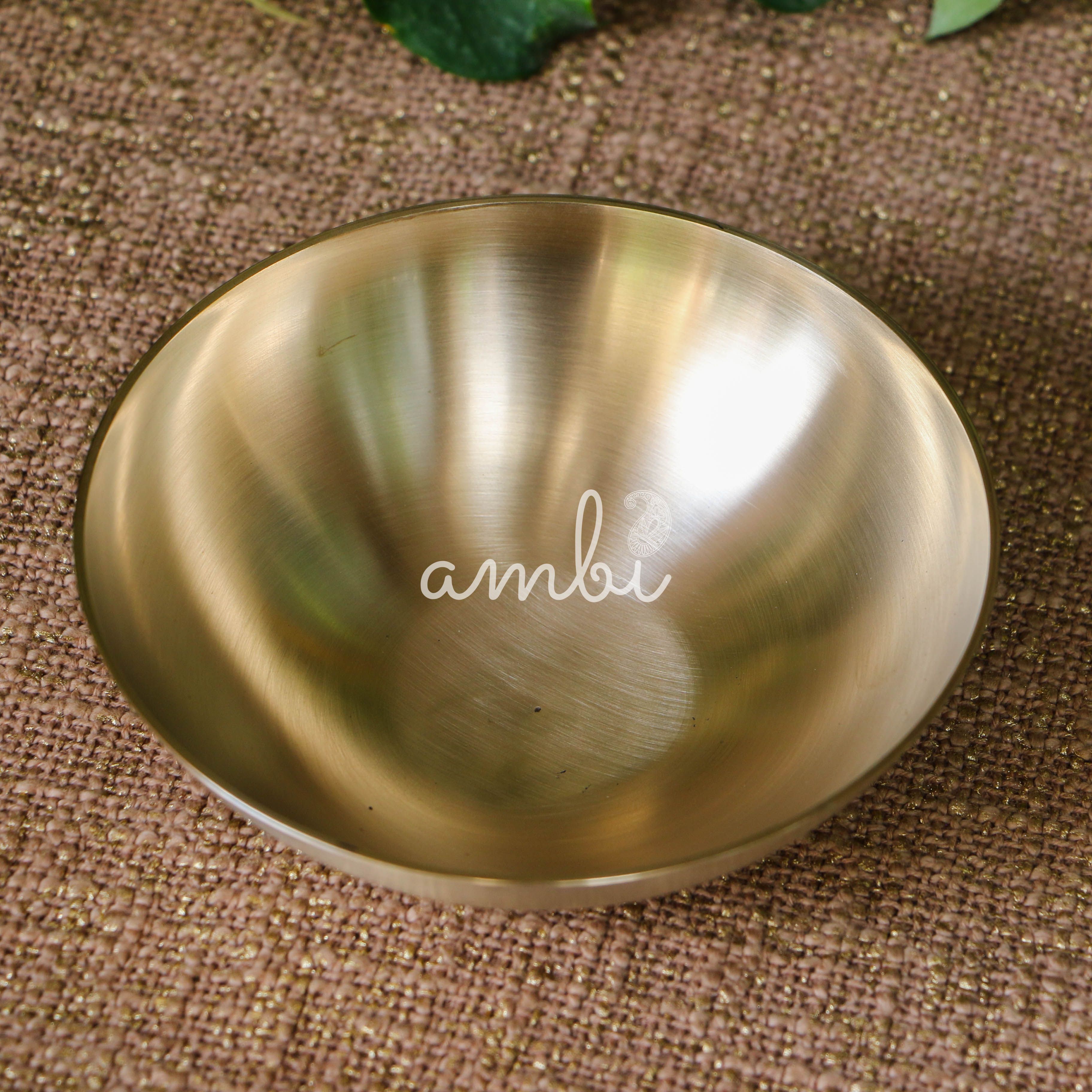 AMBI Pure 100% Lead Free Kansa Elegant Medium Bowl - 5.5 Inch (450 ml)