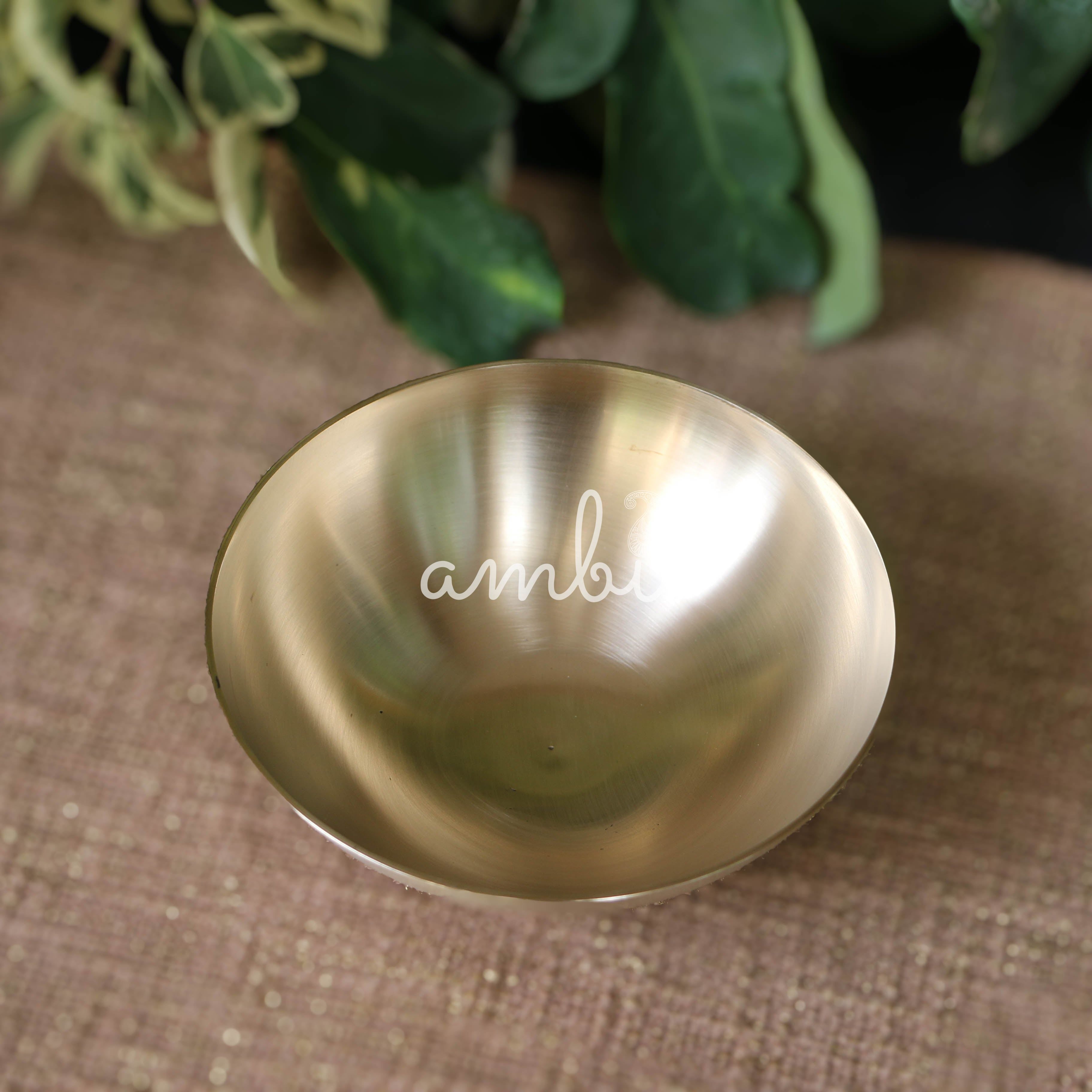 AMBI Pure 100% Lead Free Kansa Elegant Medium Bowl - 5.5 Inch (450 ml)
