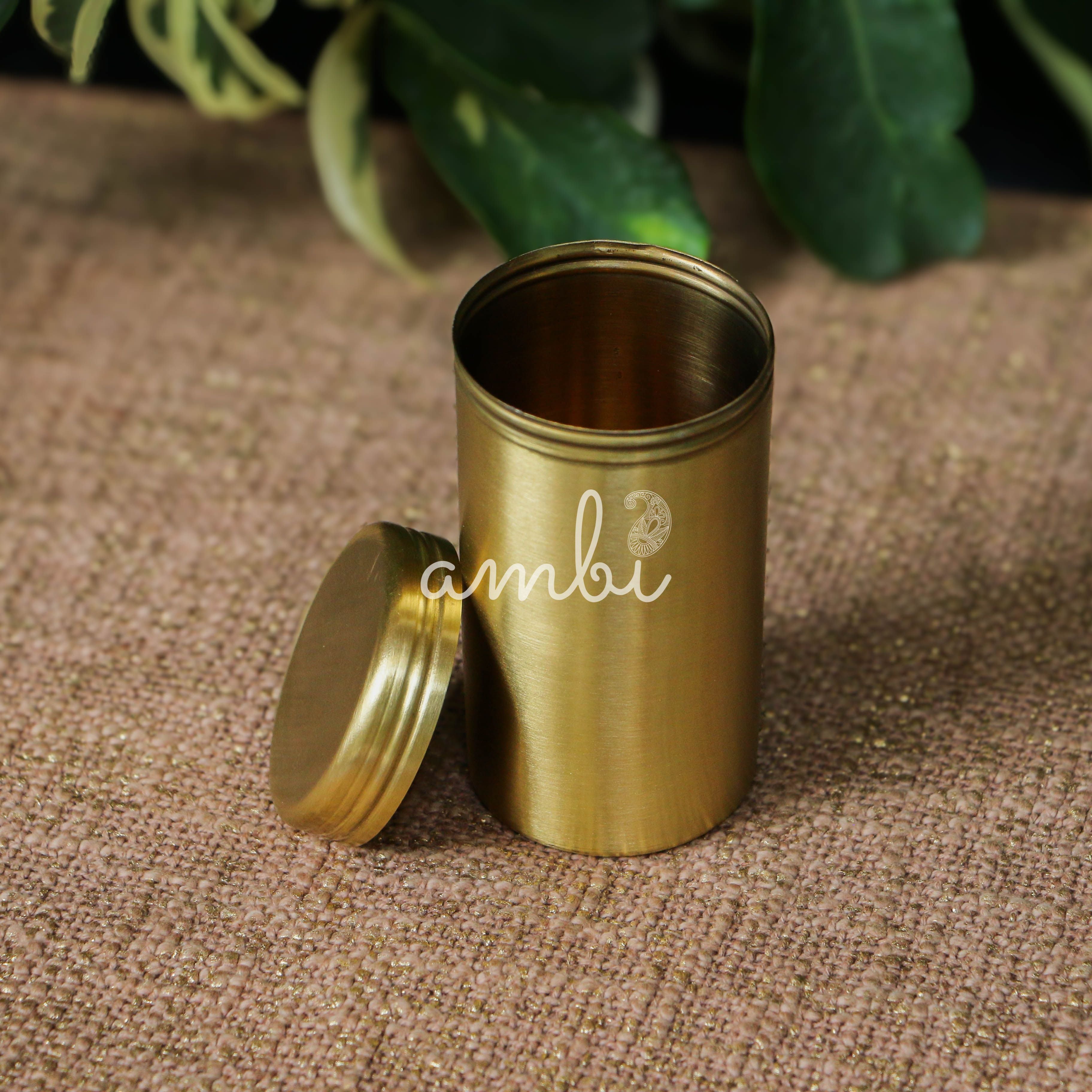 Pure Brass Storage Nut / Spice / Trinket Box Elegant Simple Plain Elegant Top Lid - 4 Inches
