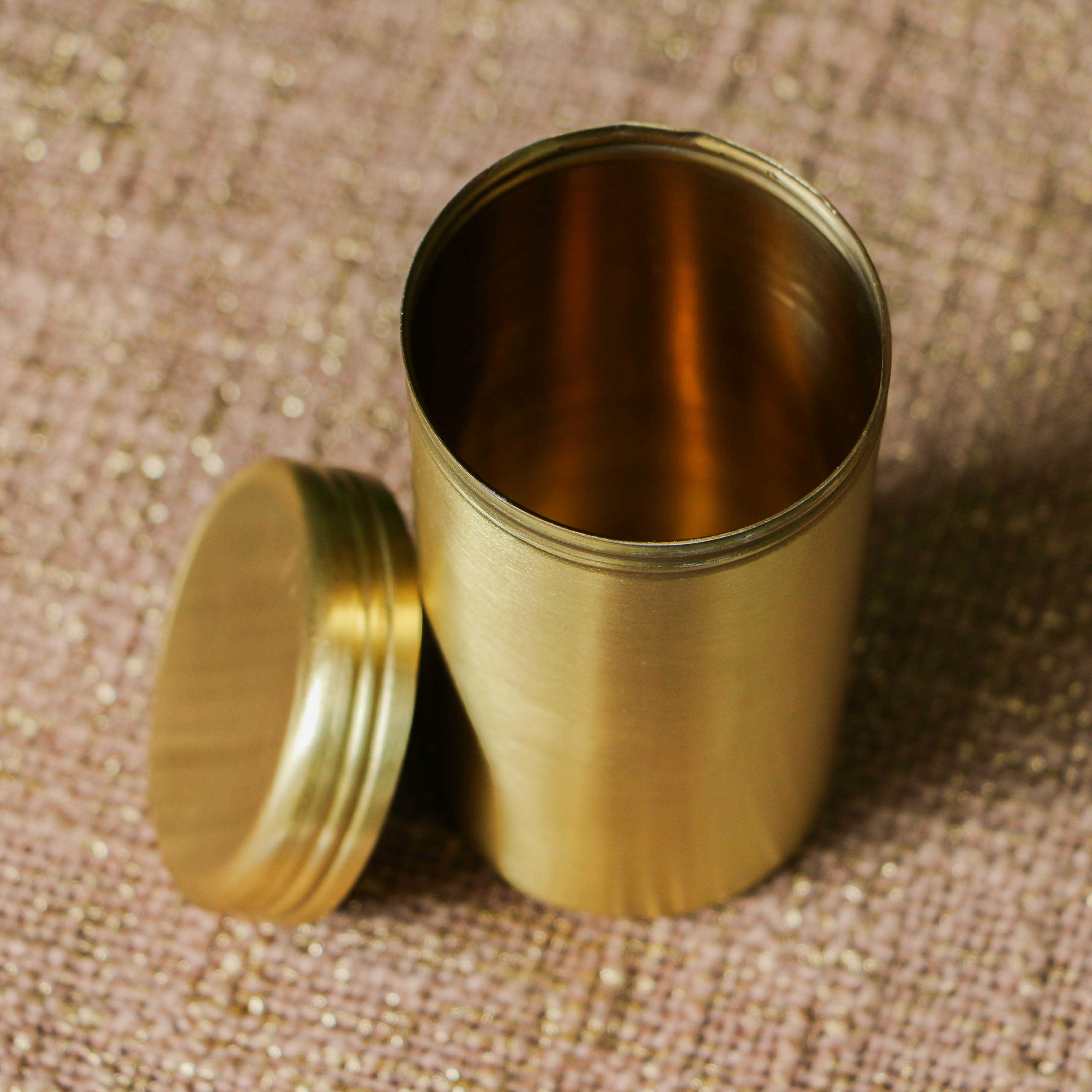 Pure Brass Storage Nut / Spice / Trinket Box Elegant Simple Plain Elegant Top Lid - 4 Inches