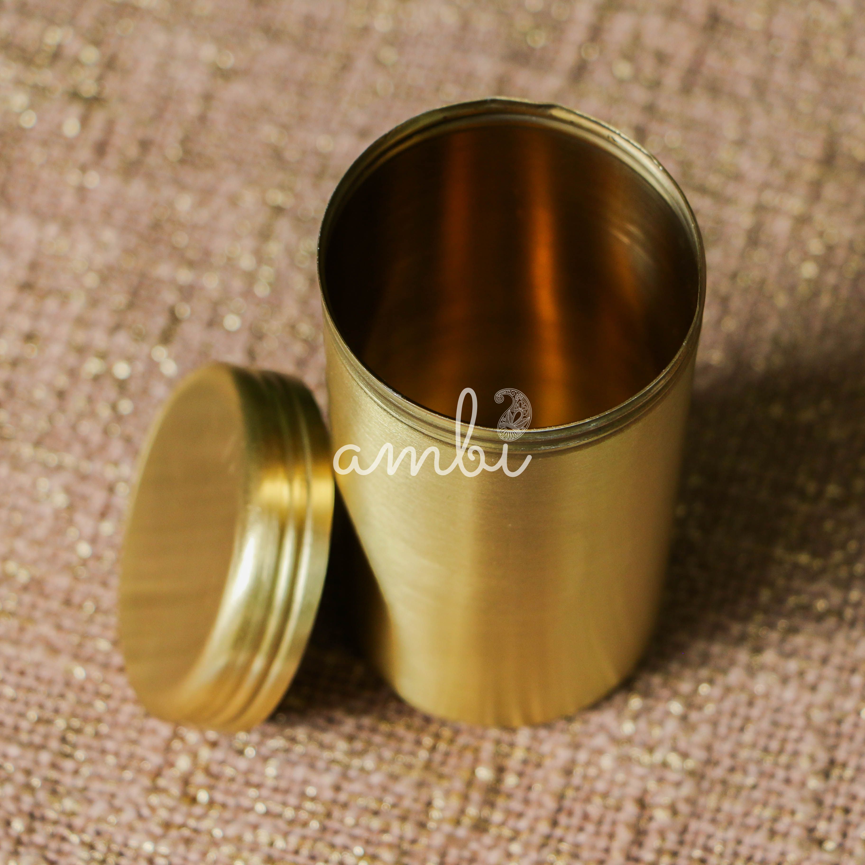 Pure Brass Storage Nut / Spice / Trinket Box Elegant Simple Plain Elegant Top Lid - 4 Inches