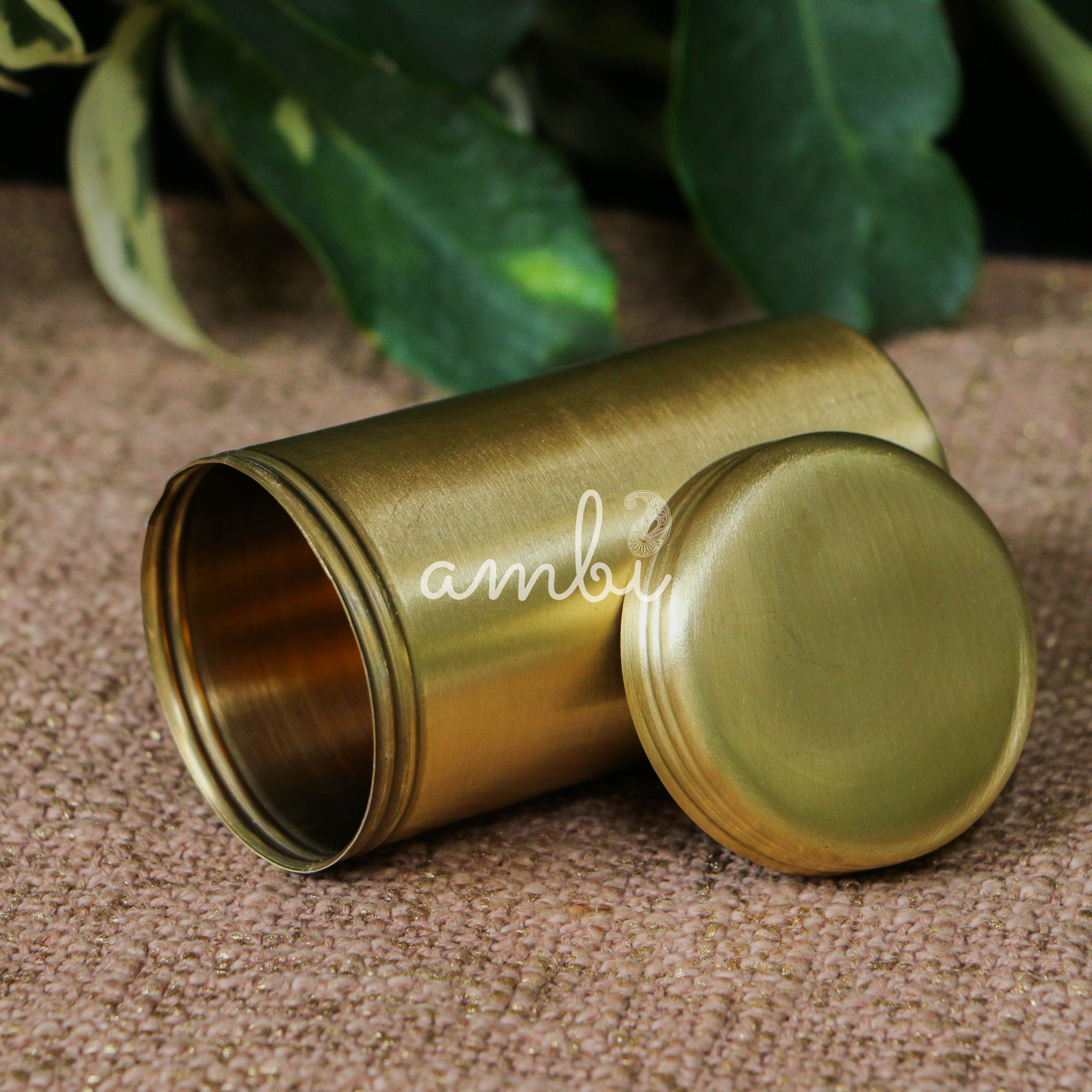Pure Brass Storage Nut / Spice / Trinket Box Elegant Simple Plain Elegant Top Lid - 4 Inches