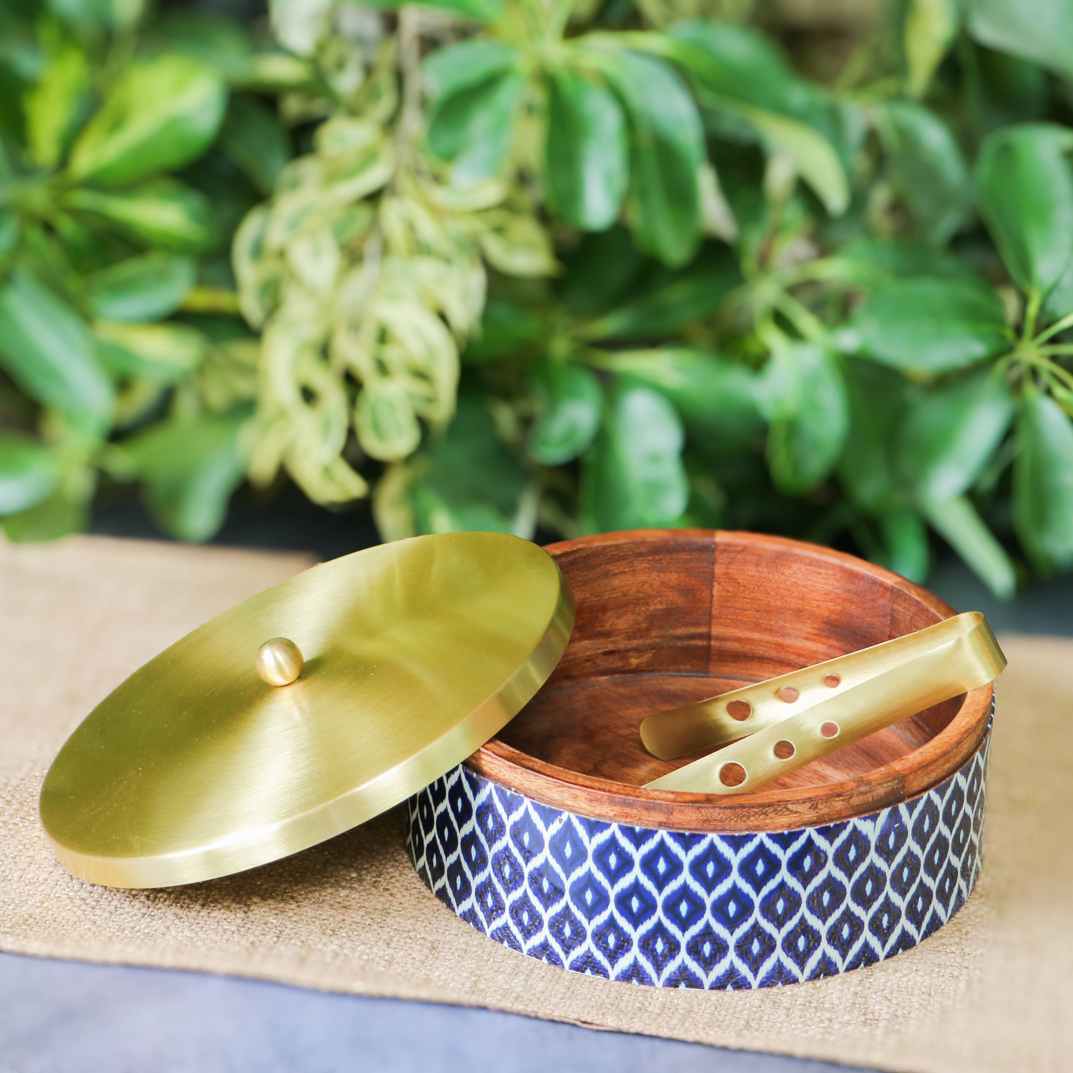 Indigo Color Patterned Chapati / Roti Box - 9.5 inches diameter