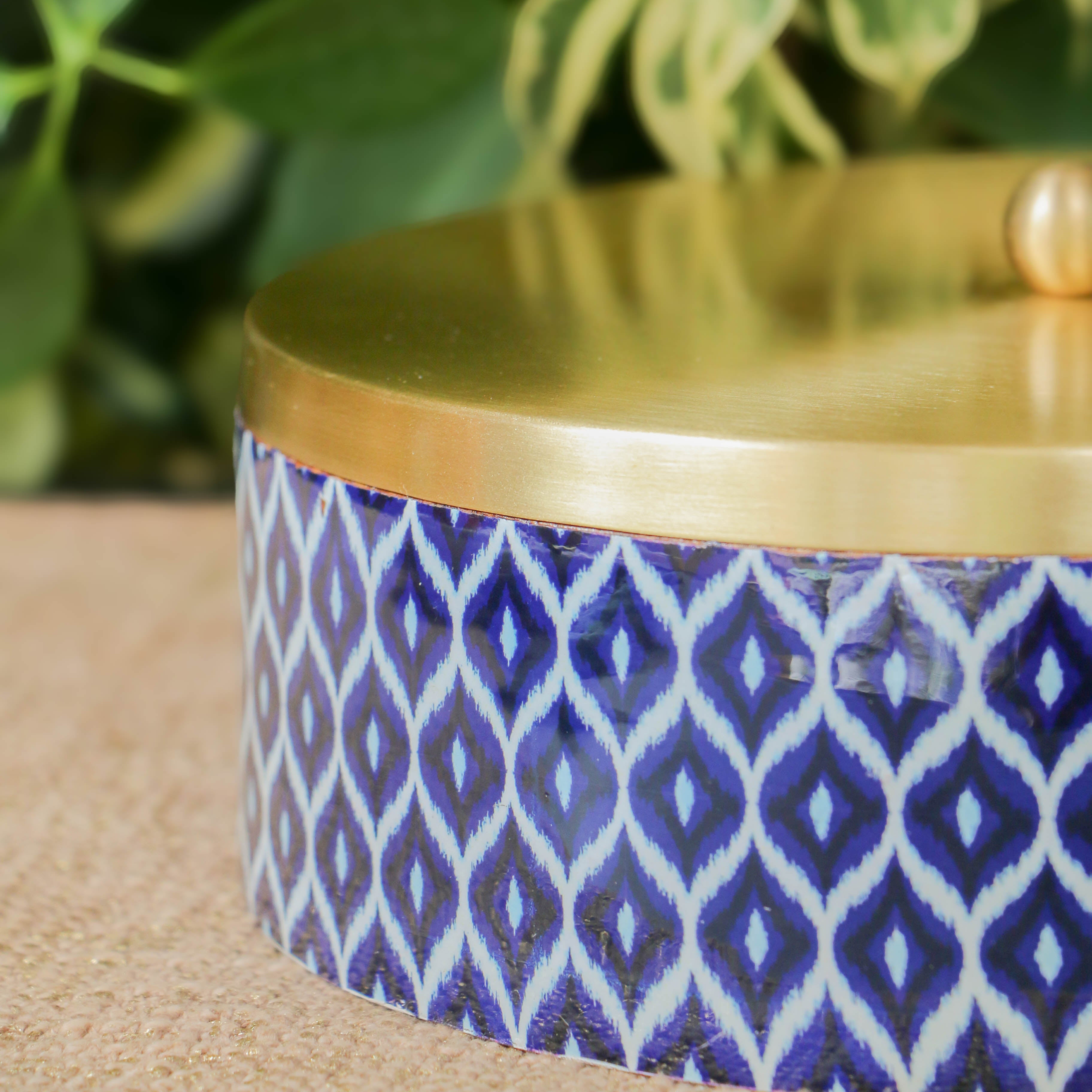 Indigo Color Patterned Chapati / Roti Box - 9.5 inches diameter