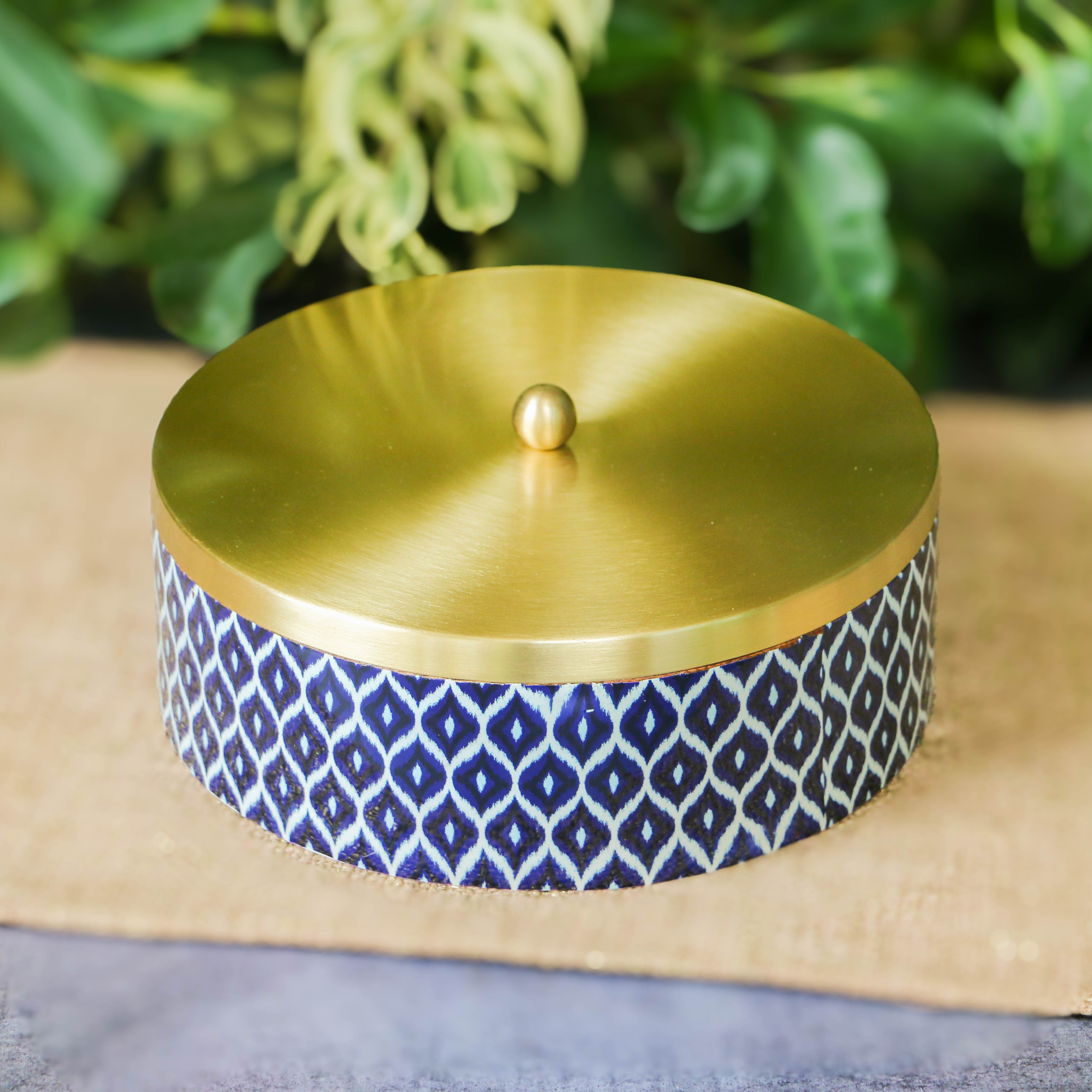 Indigo Color Patterned Chapati / Roti Box - 9.5 inches diameter
