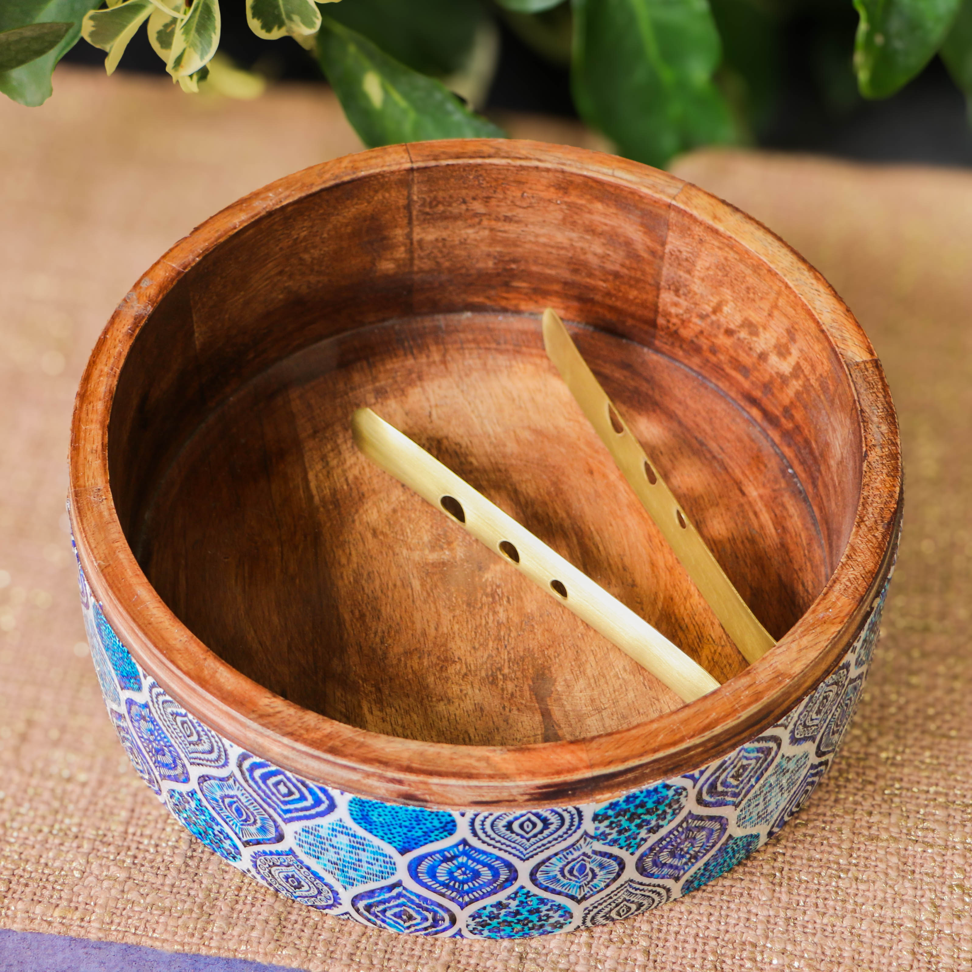 Blue Mosaic Patterned Chapati / Roti Box - 9.5 inches diameter