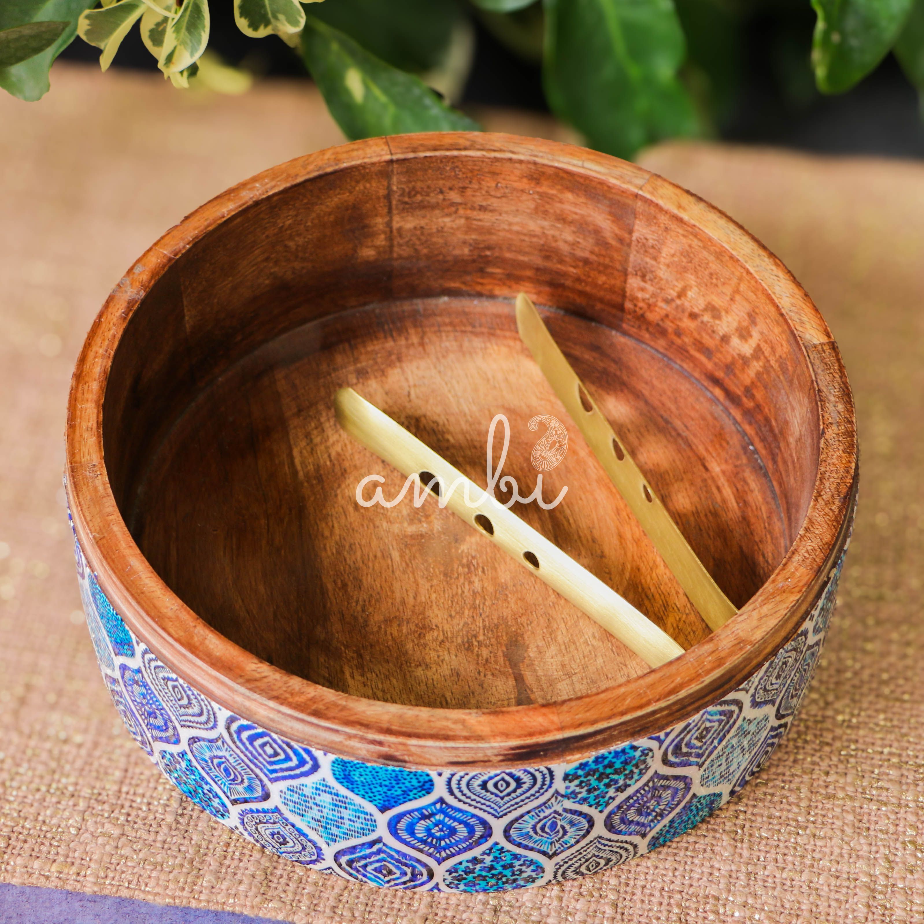 Blue Mosaic Patterned Chapati / Roti Box - 9.5 inches diameter