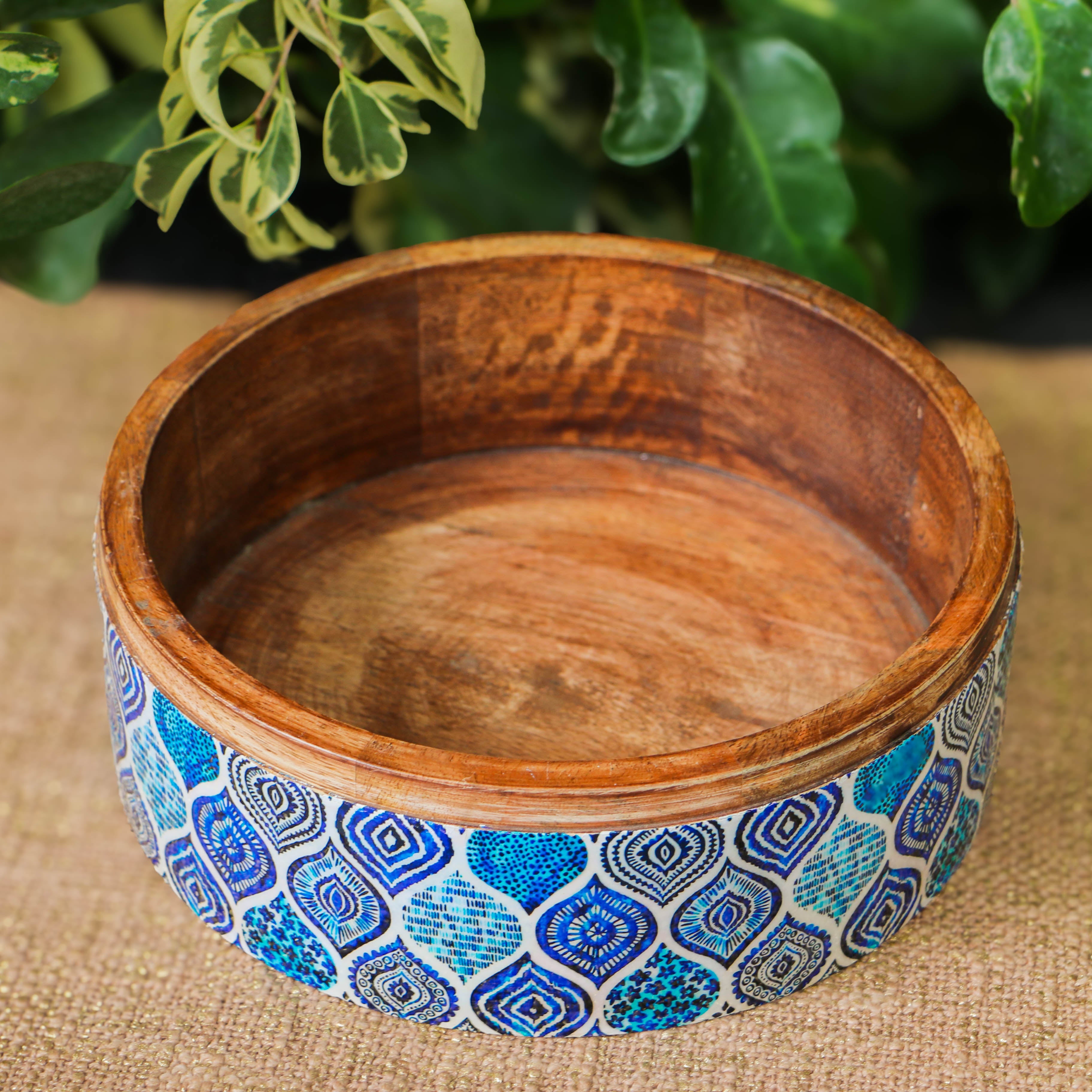 Blue Mosaic Patterned Chapati / Roti Box - 9.5 inches diameter