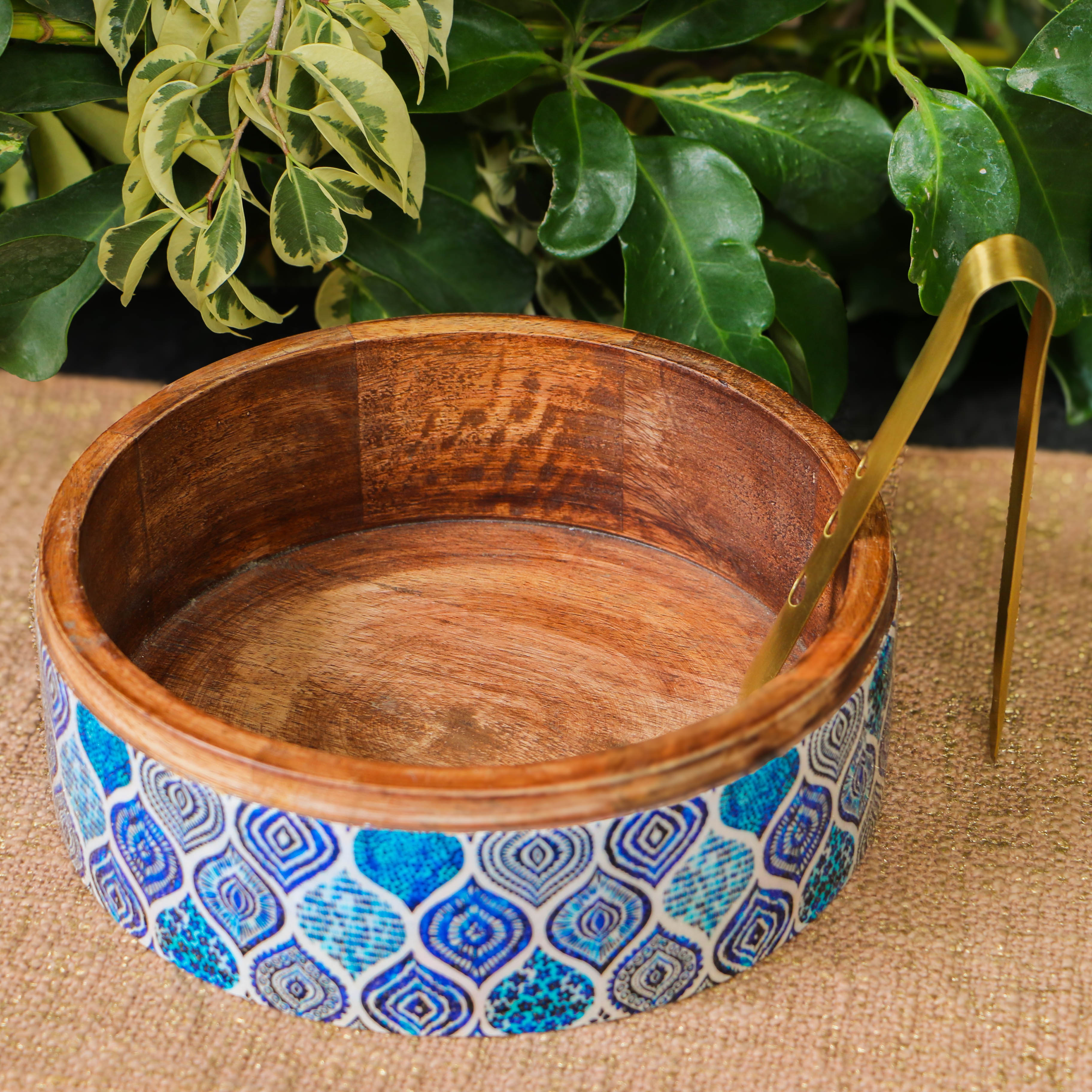 Blue Mosaic Patterned Chapati / Roti Box - 9.5 inches diameter