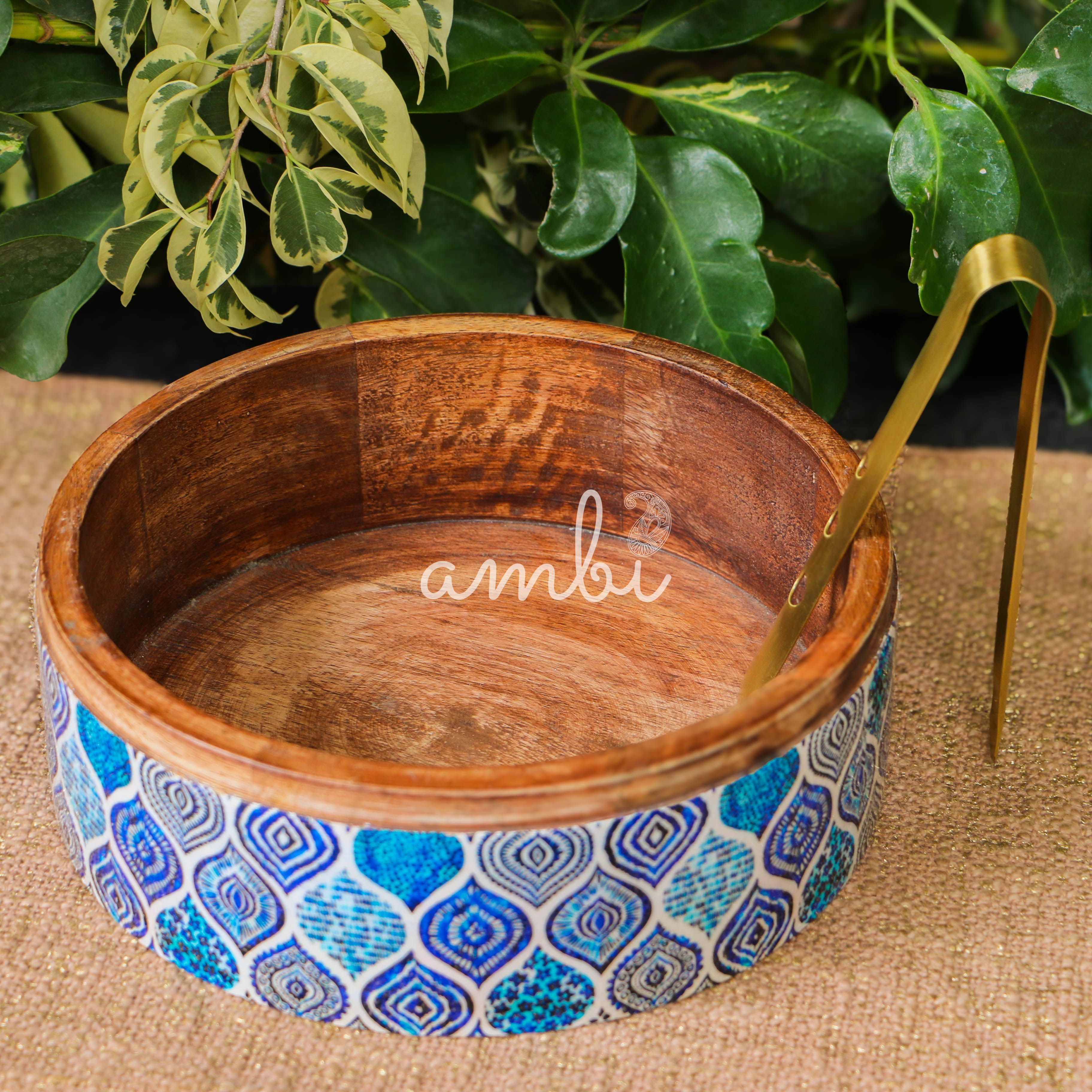 Blue Mosaic Patterned Chapati / Roti Box - 9.5 inches diameter