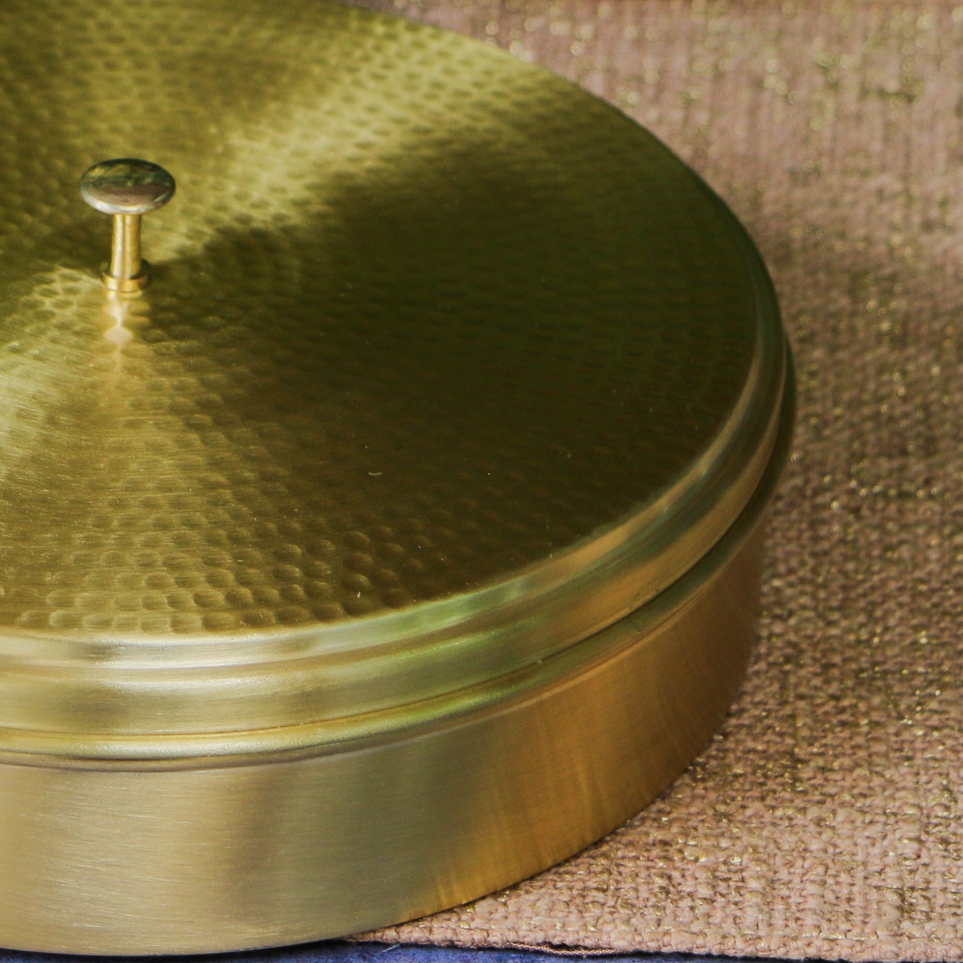 Hammered Top Brass Chapati / Roti Box - 8 Inches Diameter