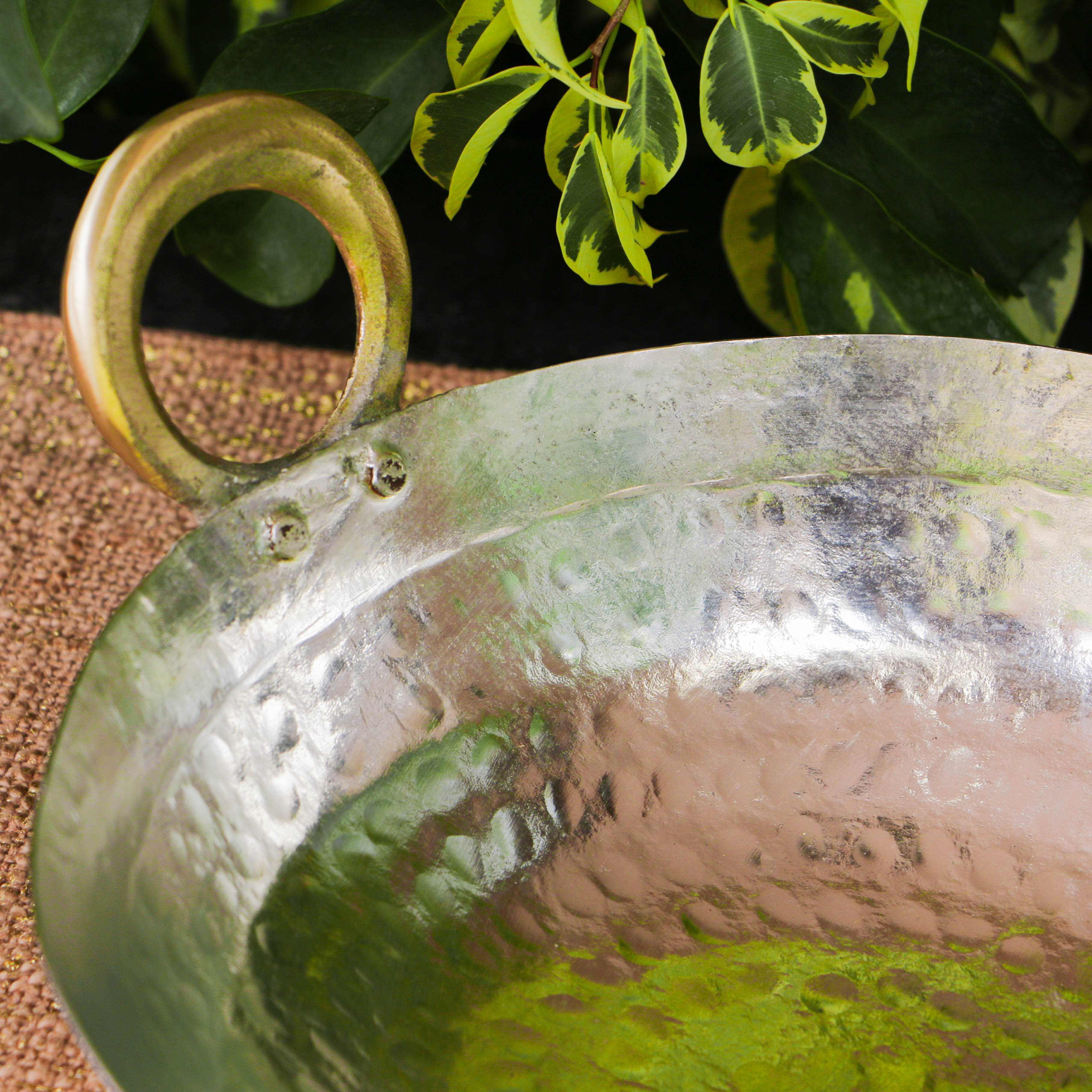 Pure Brass Heavy Base Traditional Style Kadhai / Kadai Medium - 10 Inches Diameter with Tin Coating (Kalai)