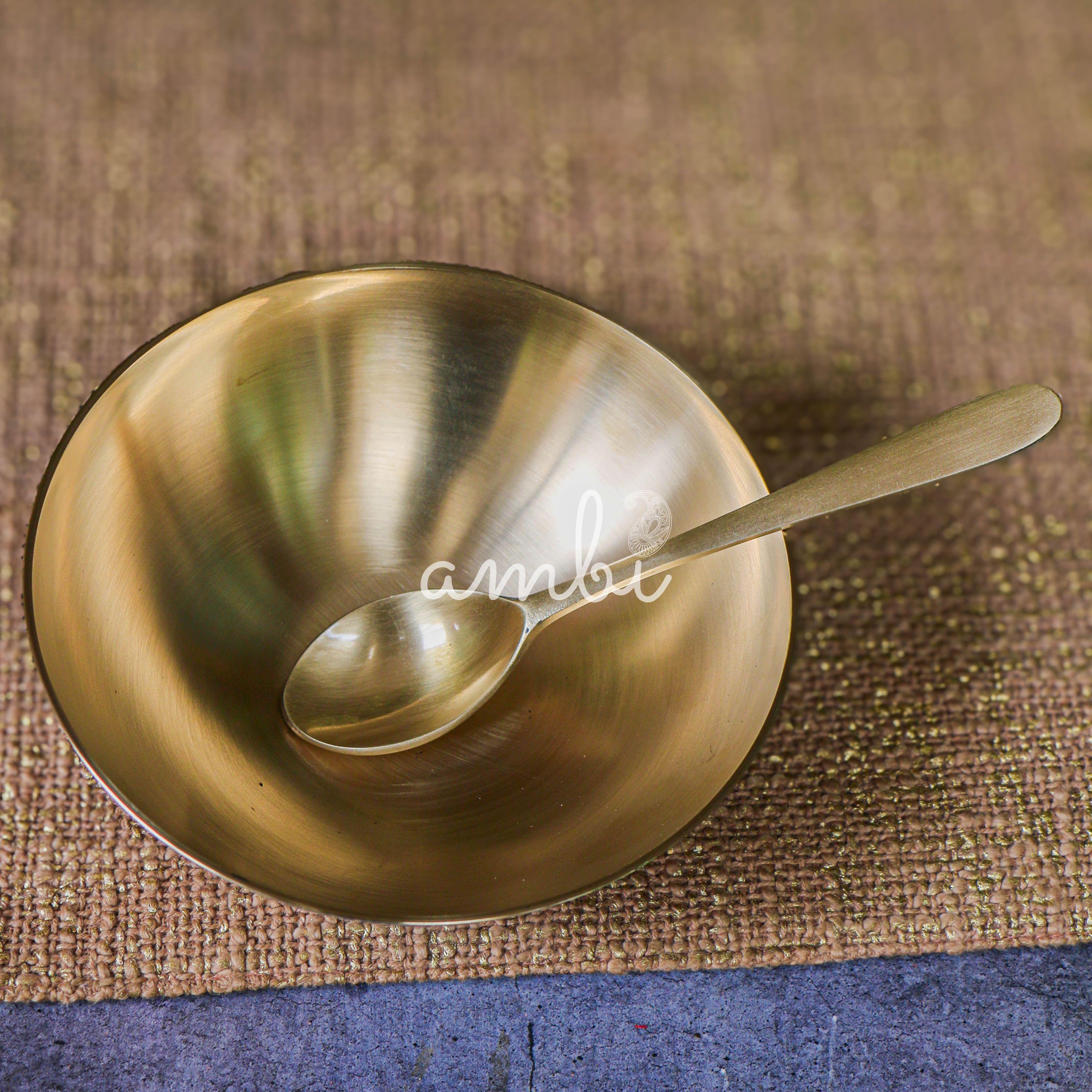 Elegant Heritage Pure 100% Lead Free Kansa Khichdi Set with Spoon 450 ml - 5.5 Inches Khichdi Set Bowl