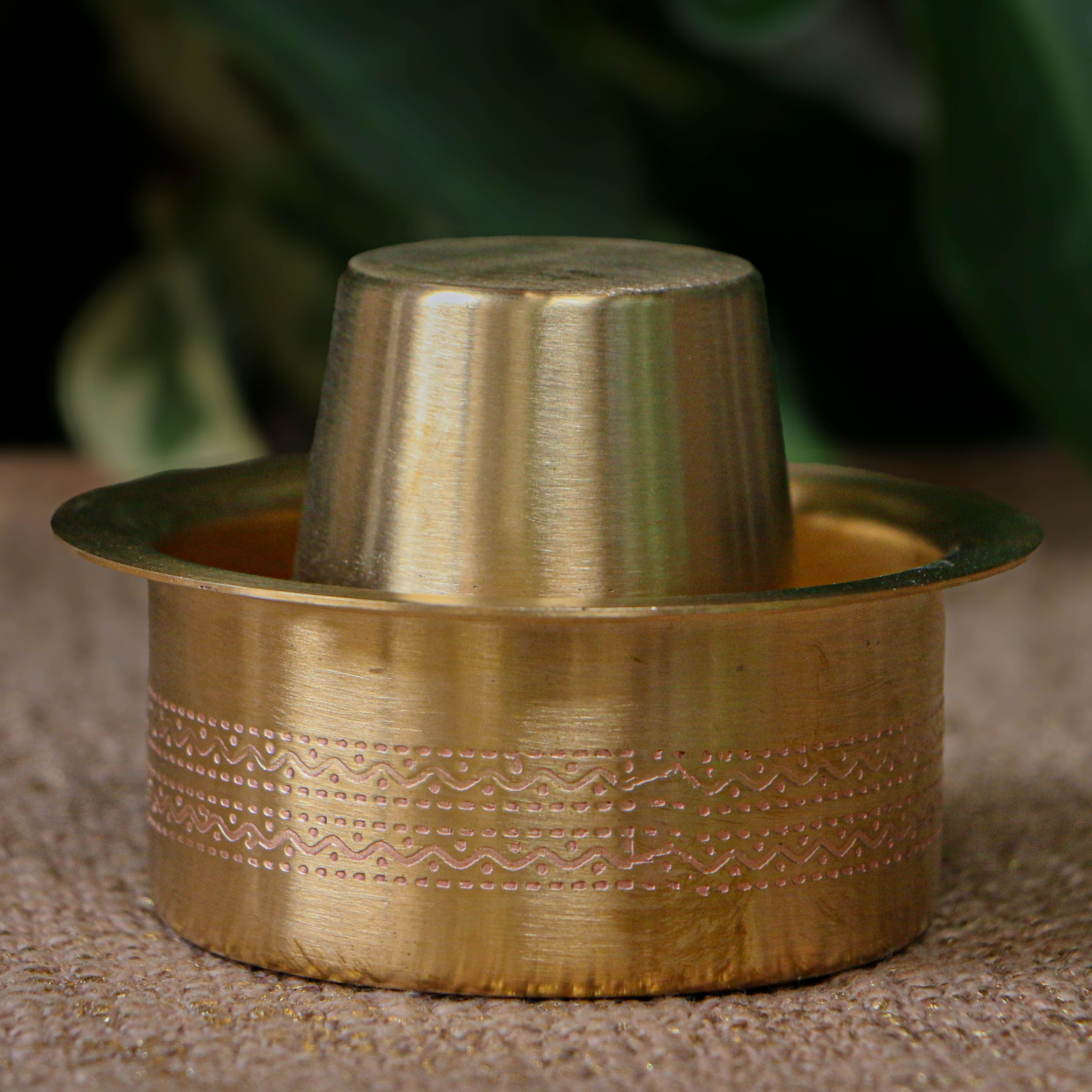 Pure Brass Coffee Dabara Cup Set — Finely Etched, Matt Finish | 120 ML | Heavy Grade