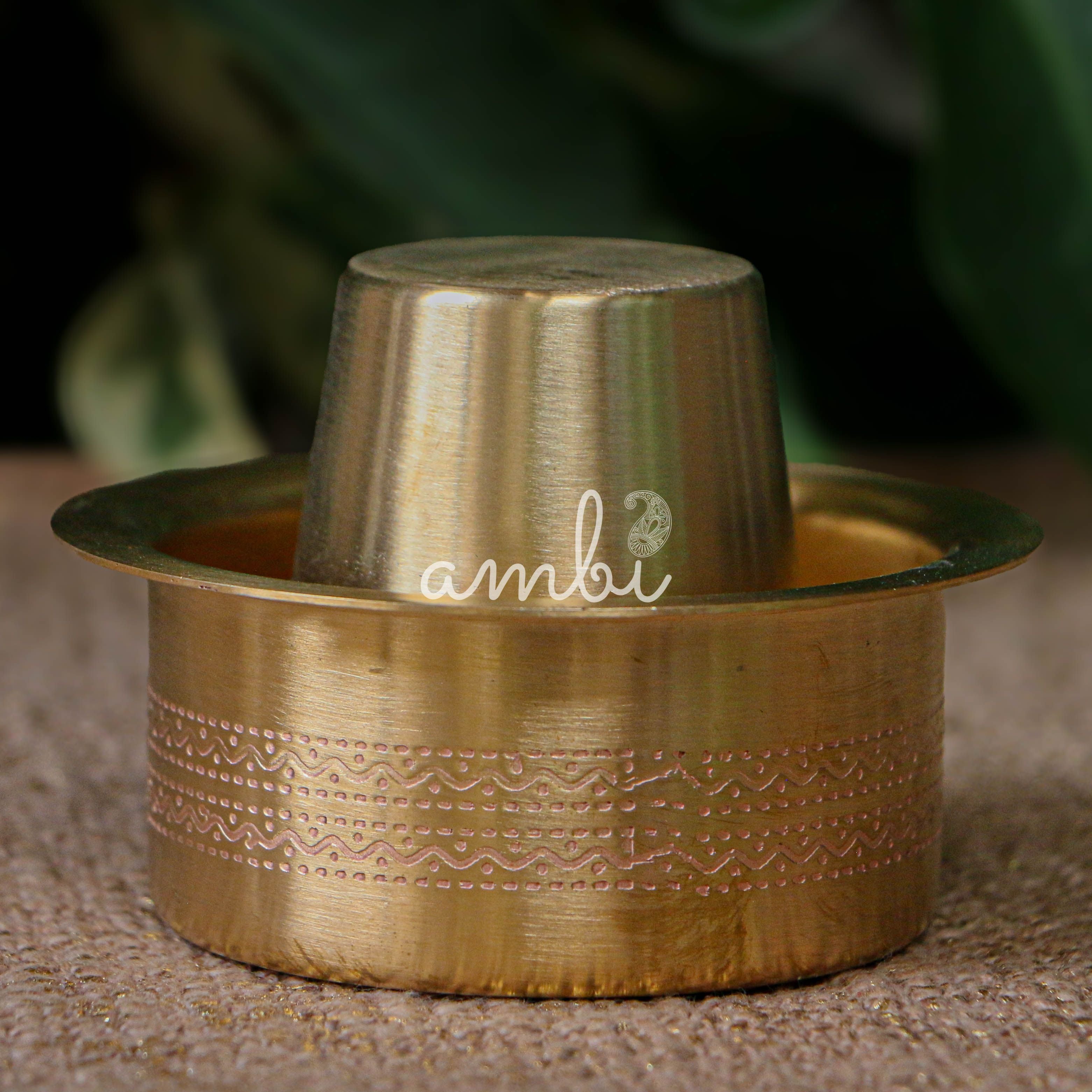 Elegant Pure Brass Coffee Dabara Cup Set - Finely Etched - Matt Finish - 120 ML - Heavy Grade